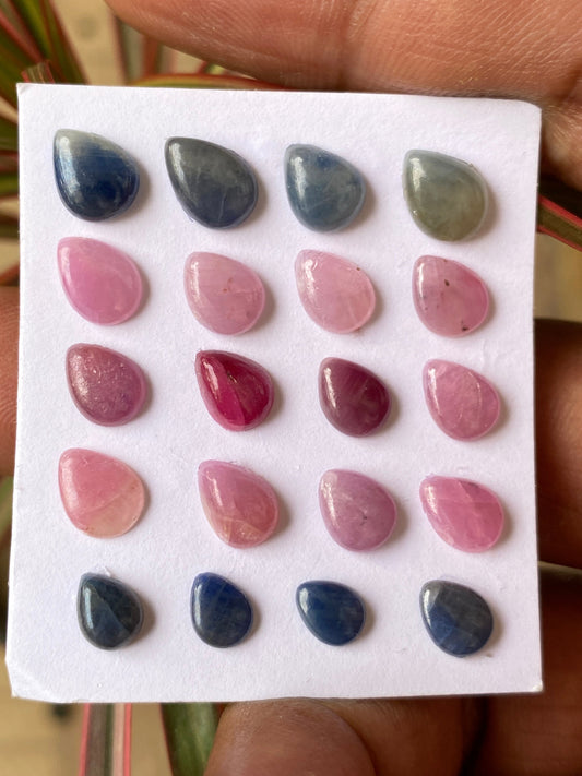 Alluring rare small rosecut pink blue sapphire colorful wt 26 cts size 6.8x5.5mm-9.2x6.5mm pcs 20 rosecut sapphire multi sapphire oval round