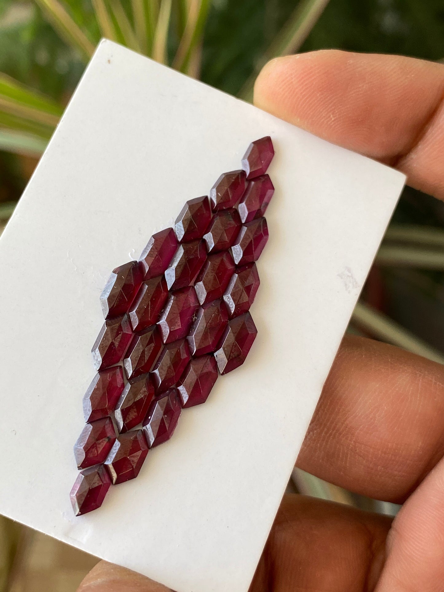 Vivacious Rhodolite garnet hexagon step cuts aaa quality wt 27 cts pcs 25 size 8x4mm-9.8x4mm Rhodolite garnet stepcut hexagons