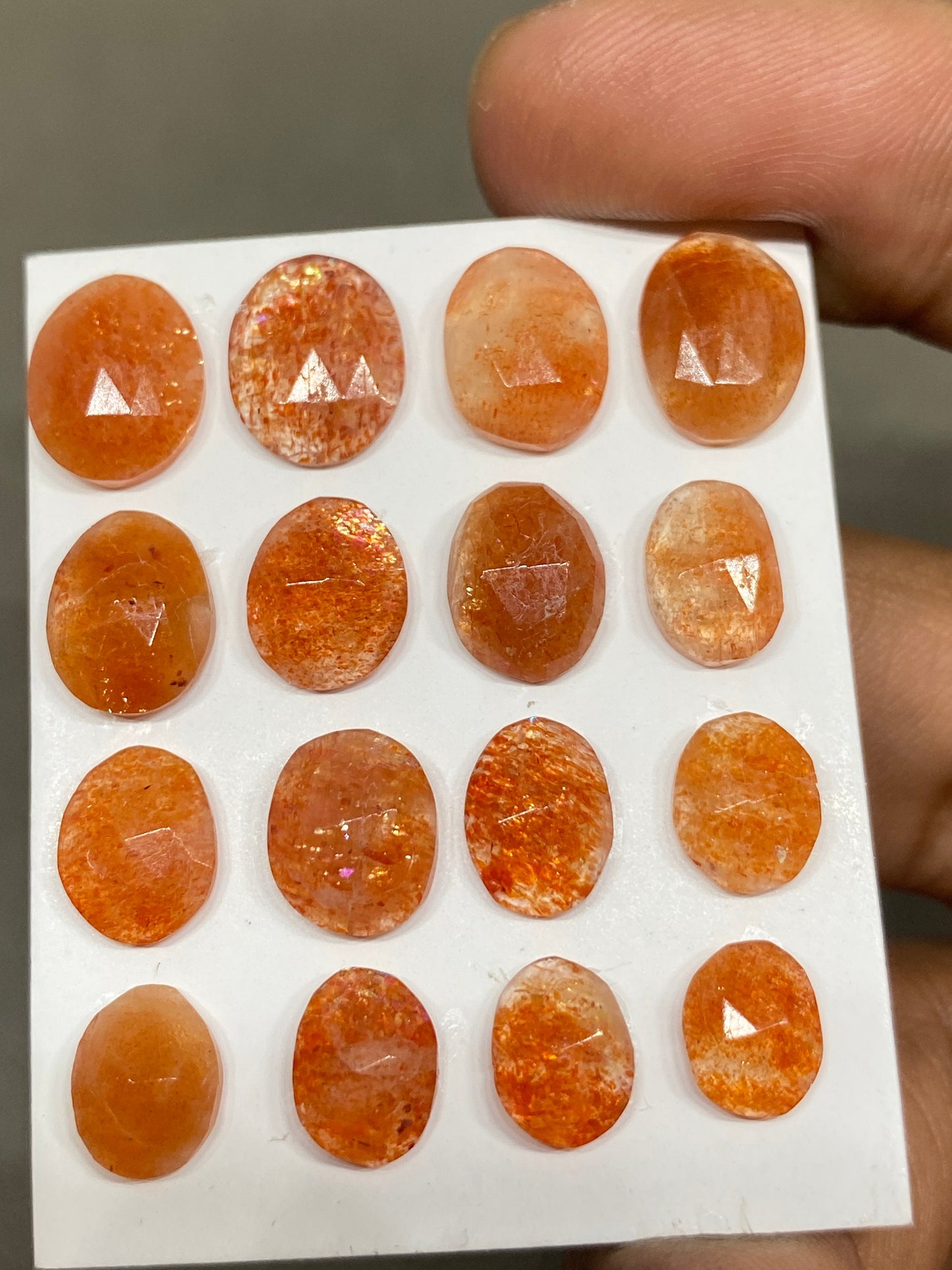 Cute rare sunstone rosecuts flats wt 30 carats pcs 16 size 8x6mm-11x8mm sunstone rosecut oval flatback gems