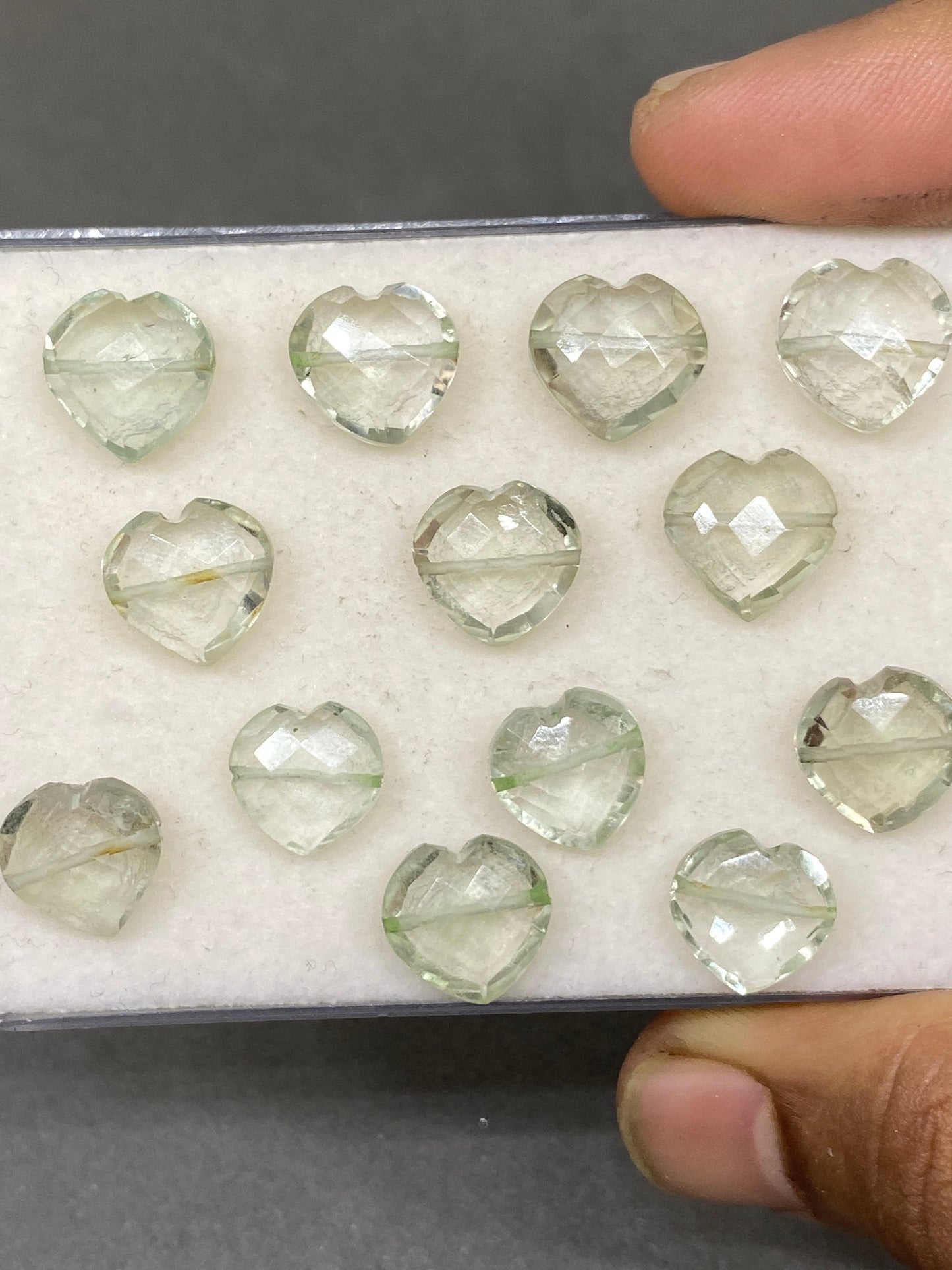 Gorgeous rare Green amethyst quartz faceted heart shape carving briolette drilled pcs 13 wt 62 cts  size 11mm-12mm amethyst heart  briolette