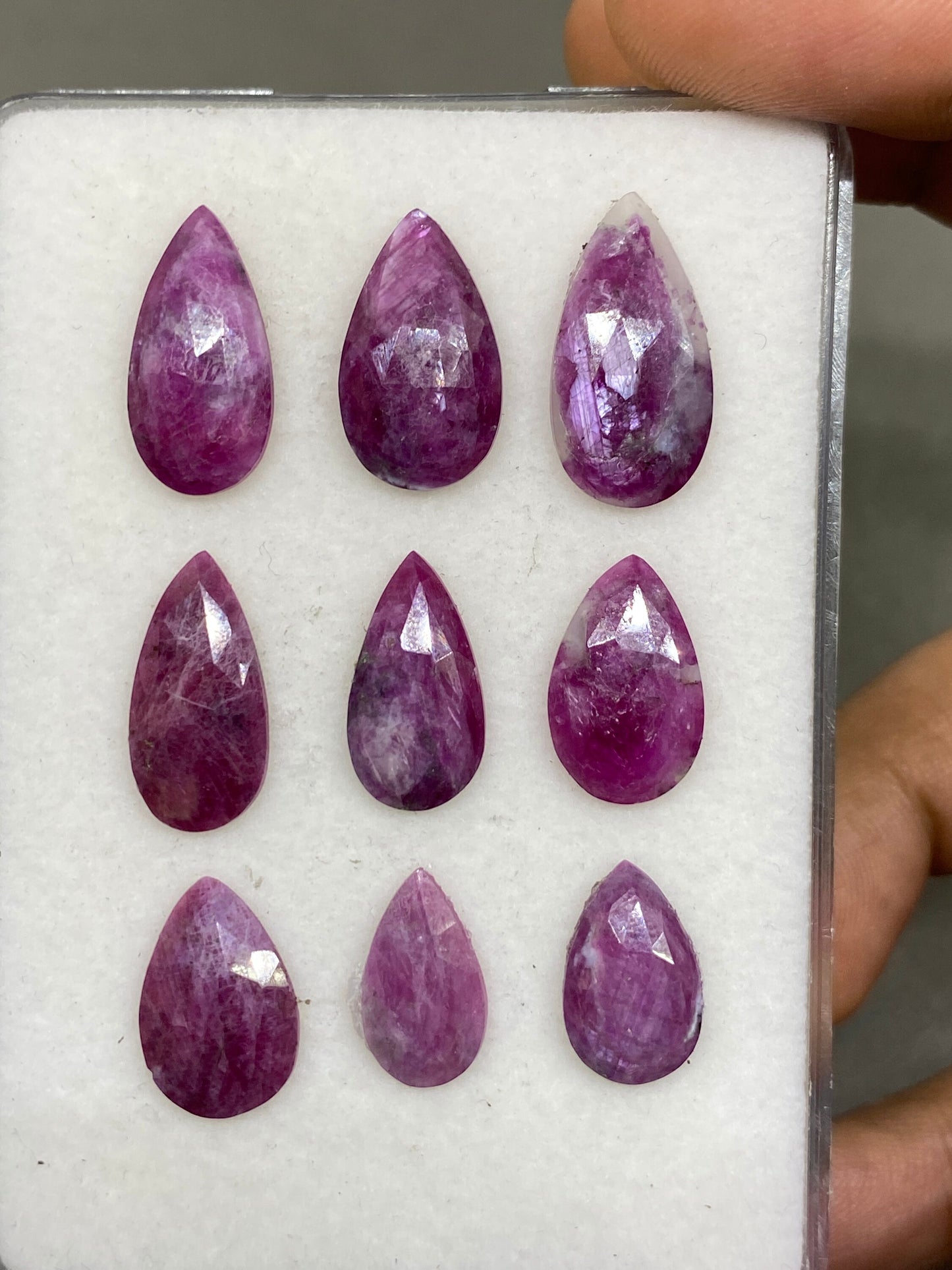 Stunning Rare star sheen ruby rosecut pear shape ruby Longido mines ruby wt 39 cts pcs 9 size 14x8mm-20x10mm  silky ruby rosecut