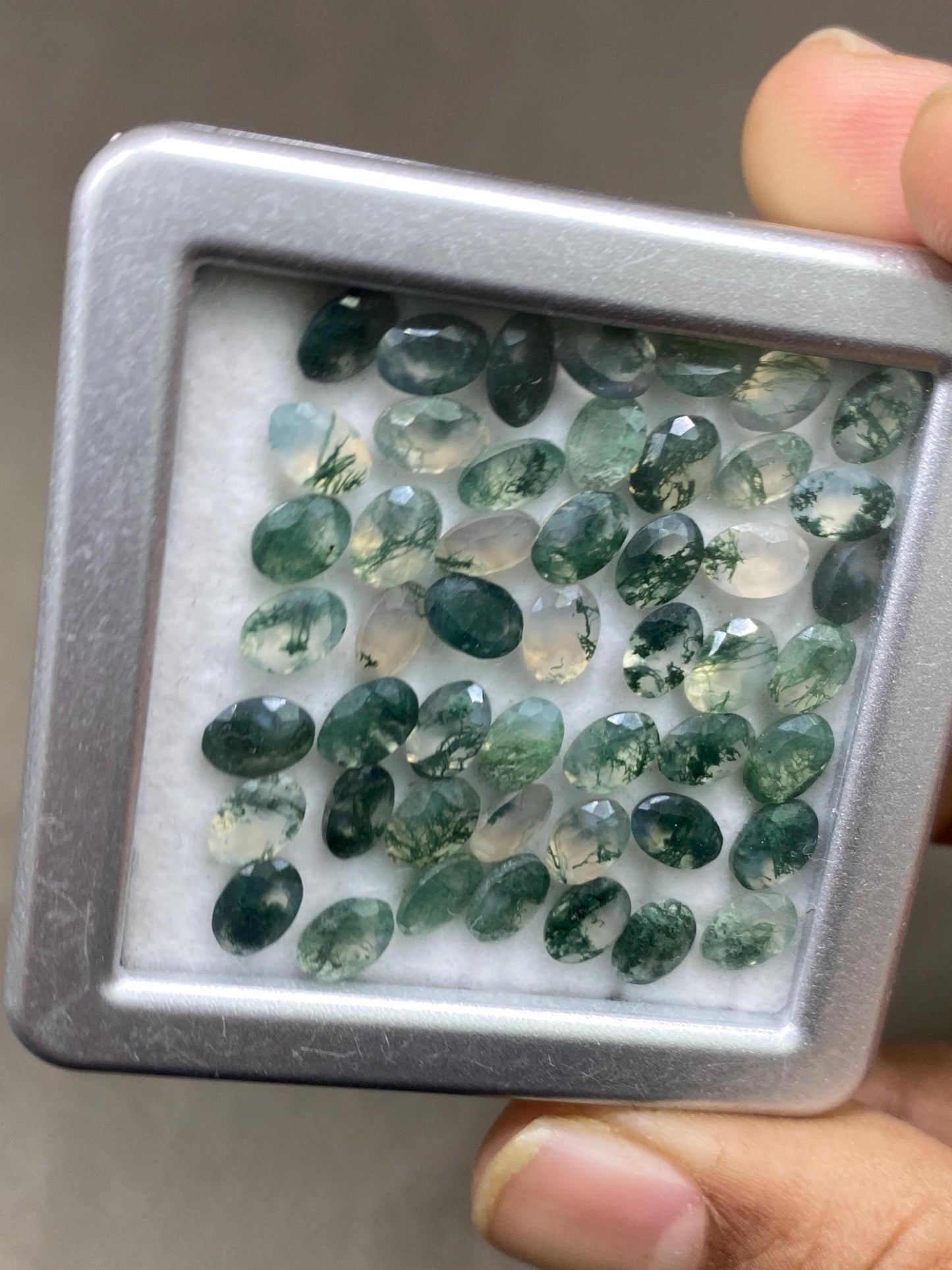 Moss agate Oval faceted cut wholesale lot weight 24 carats pcs 49 size 6x4mm  moss agate oval cut stones