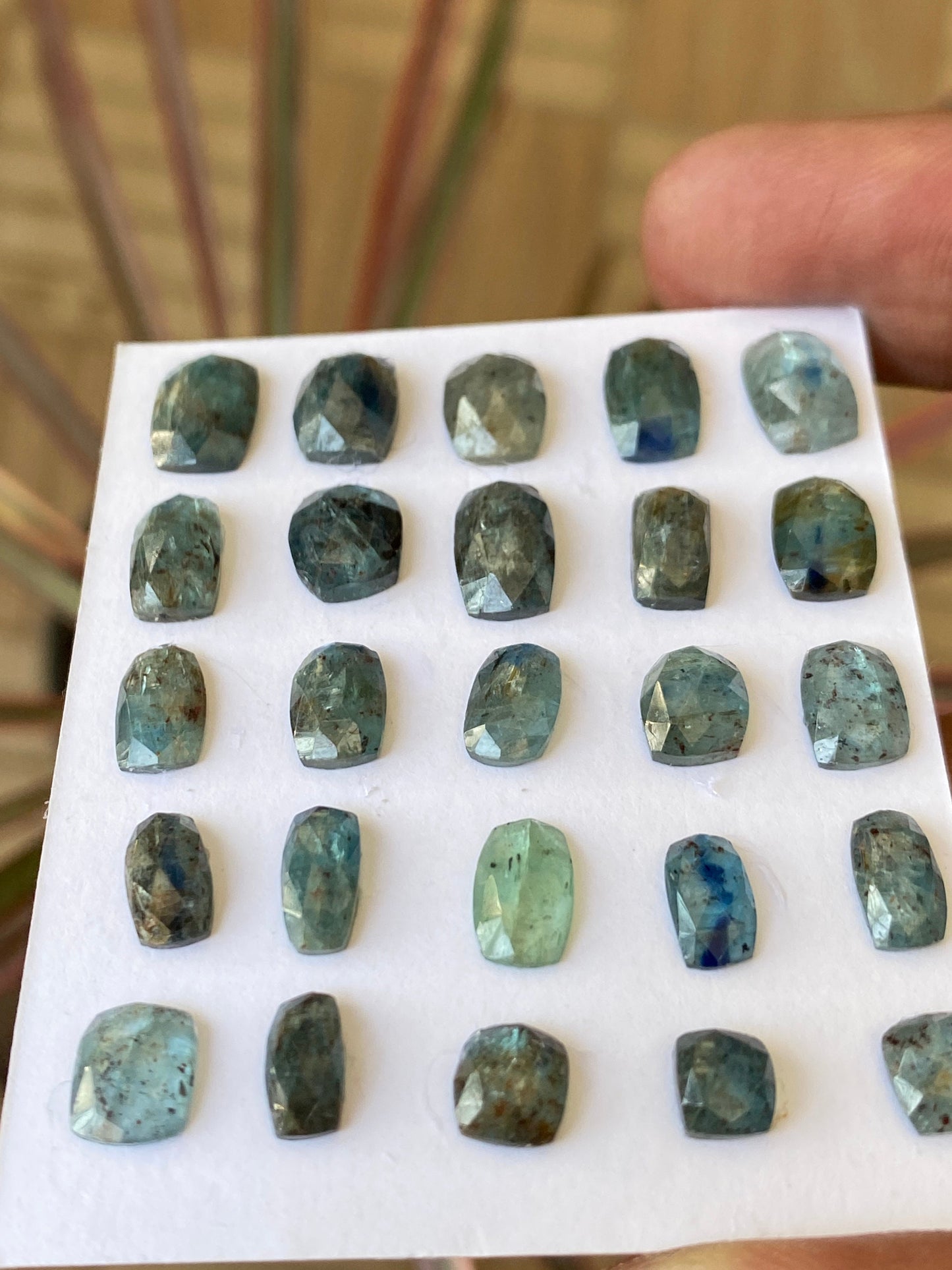 Amazing rare moss teal kyanite rosecut cushion flats amazing quality lovely color weight 40 carats pieces 25 size 6x4mm-10.4x7mm rosecut