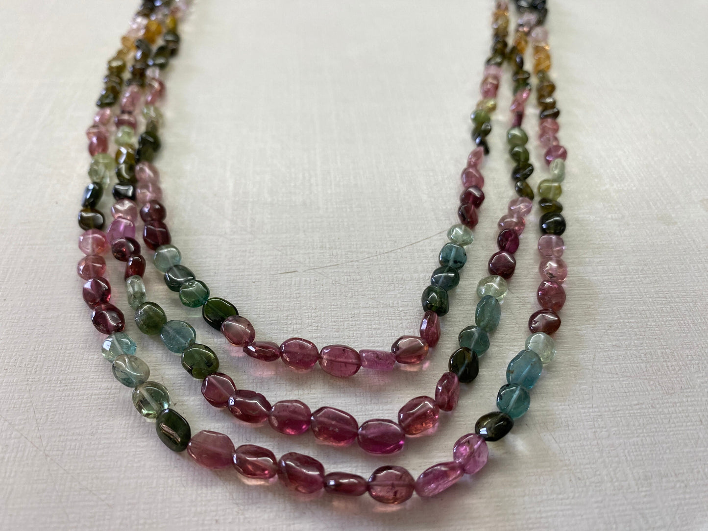 Watermelon tourmaline smooth polished necklace oval Nuggets necklace  tourmaline necklace wt 198 carats pcs size tourmaline necklace