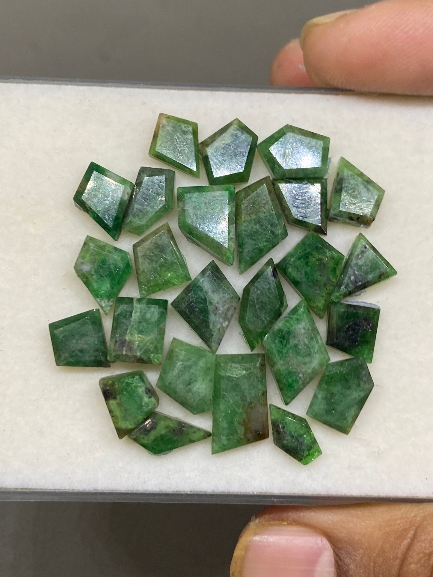 Tsavorite faceted Cuts flats Free Forms Green Garnet Cuts Weight 53 carats Pcs 25 Size 6mm-12x7mm Tsavorite flats