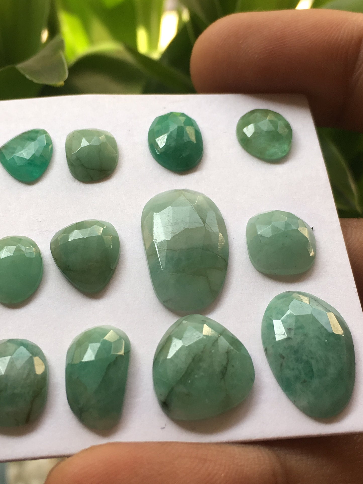 Rare big size Rosecut emerald flats beautiful lot wt 32 carat size 10x8mm to 20x12mm emerald rosecut pcs 12 natural emerald pendant