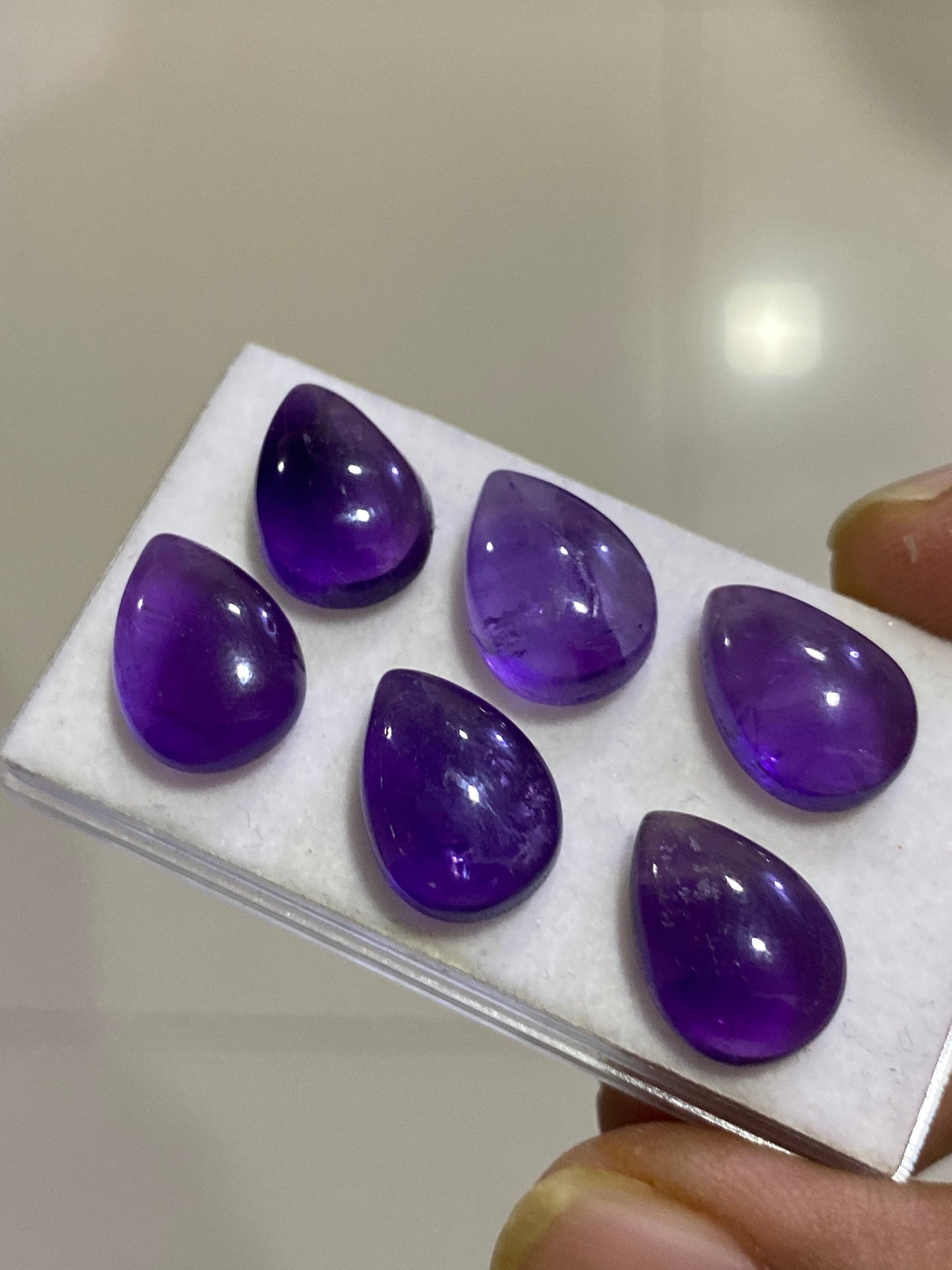 Amethyst pear cabochon natural amethyst pcs 6 wt 35 carats size 14x10mm amethyst cabochon pear