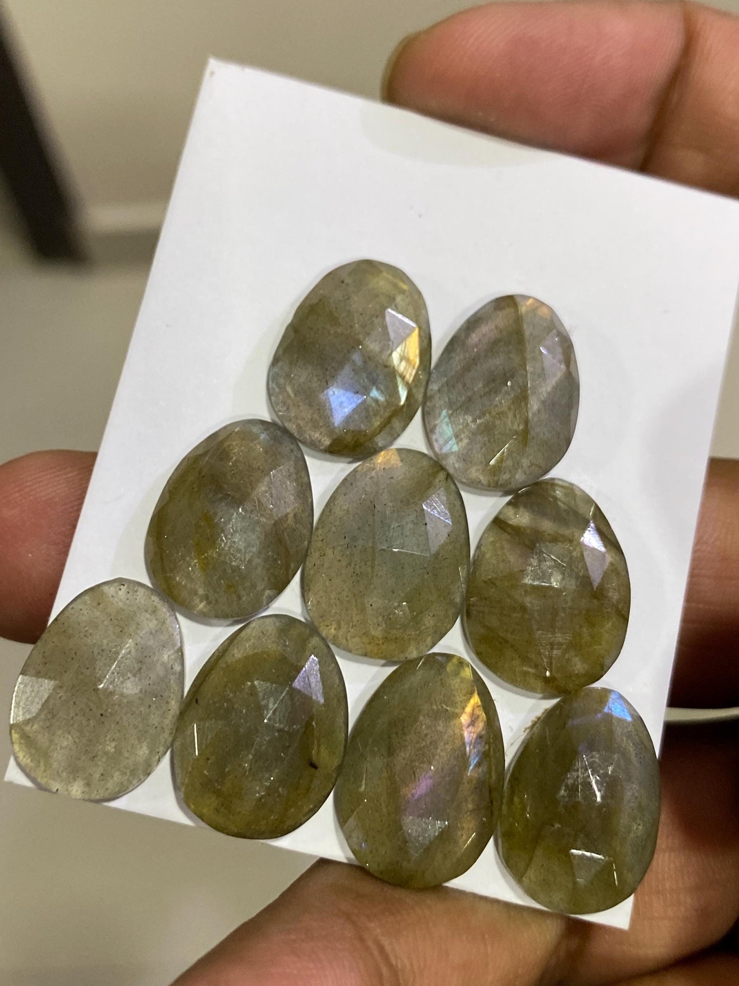 Amazing multi fire Labradorite rosecut flatback weight 76 carats size 18x13mm Labradorite flatback pcs 9 labradorite rosecut