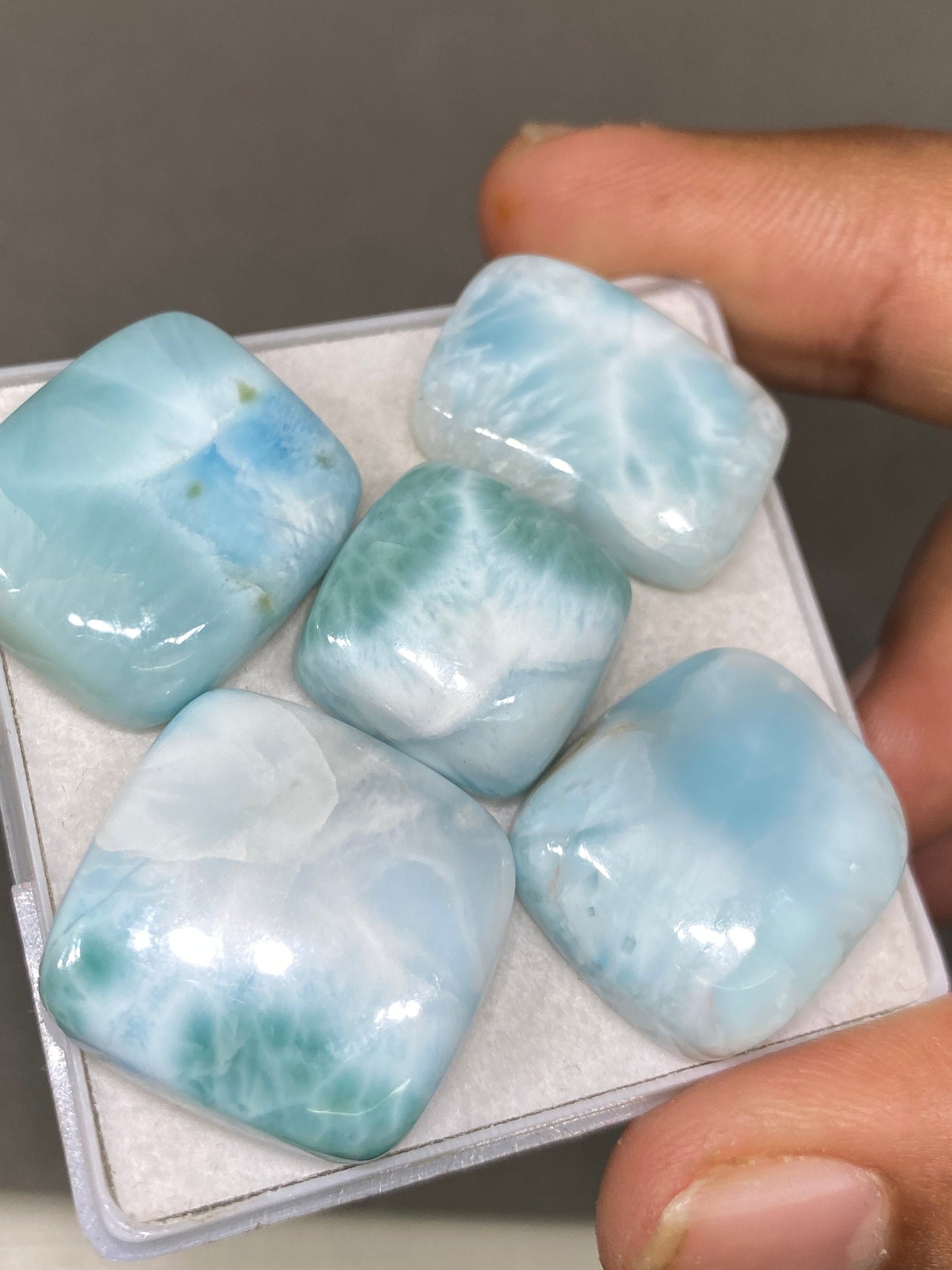 Refreshing rare Smooth Larimar cabochons pcs 5 pendant supply color lighter wt 103 cts size 16x11-22mm natural Larimar cabochons fancy shape