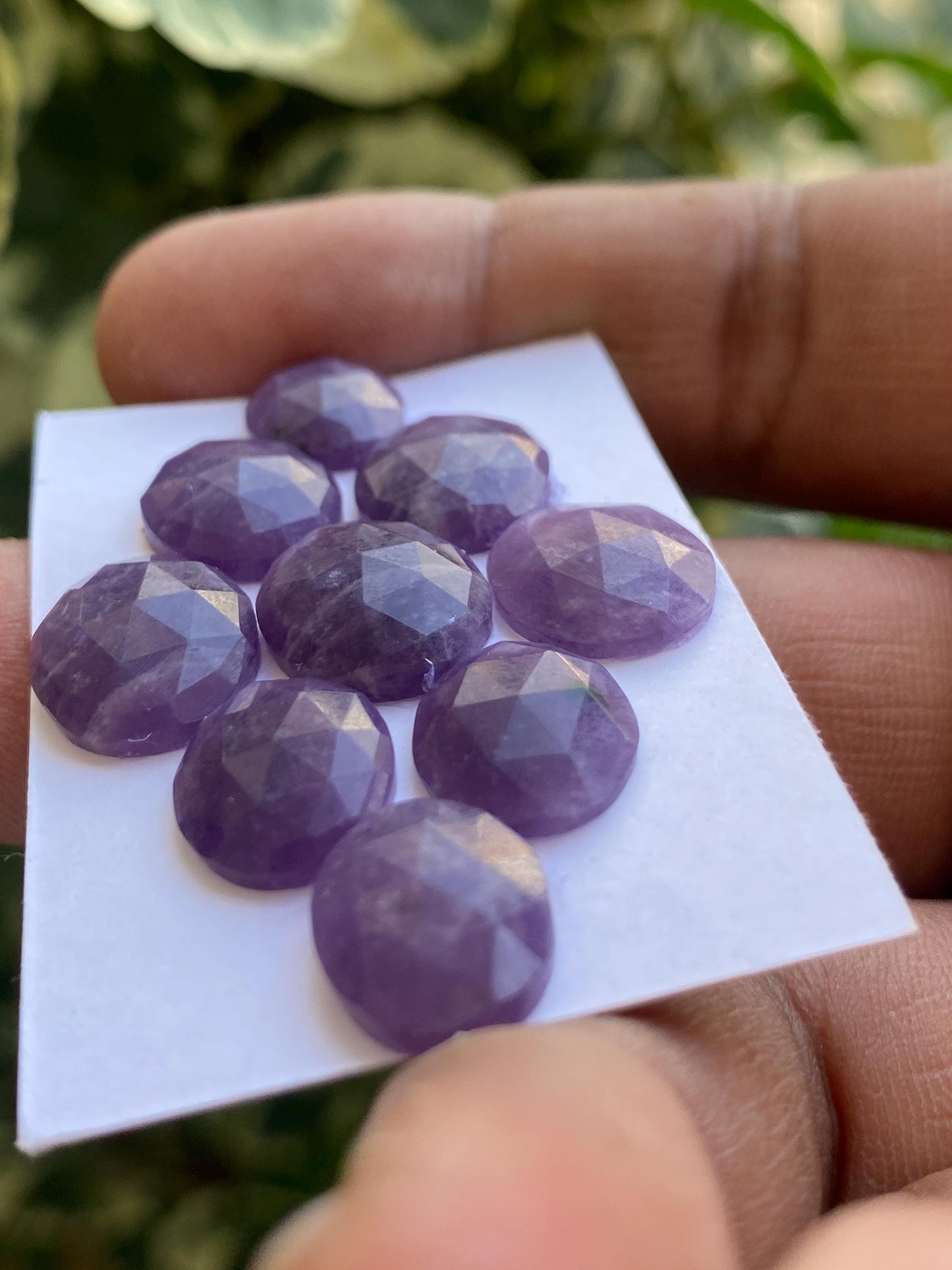 Rare purple lepidolite Rosecut gems ideal size for jewelry making Size 12x10-14x12mm pcs 9 wt 39.50 carats rosecut lepidolite pears