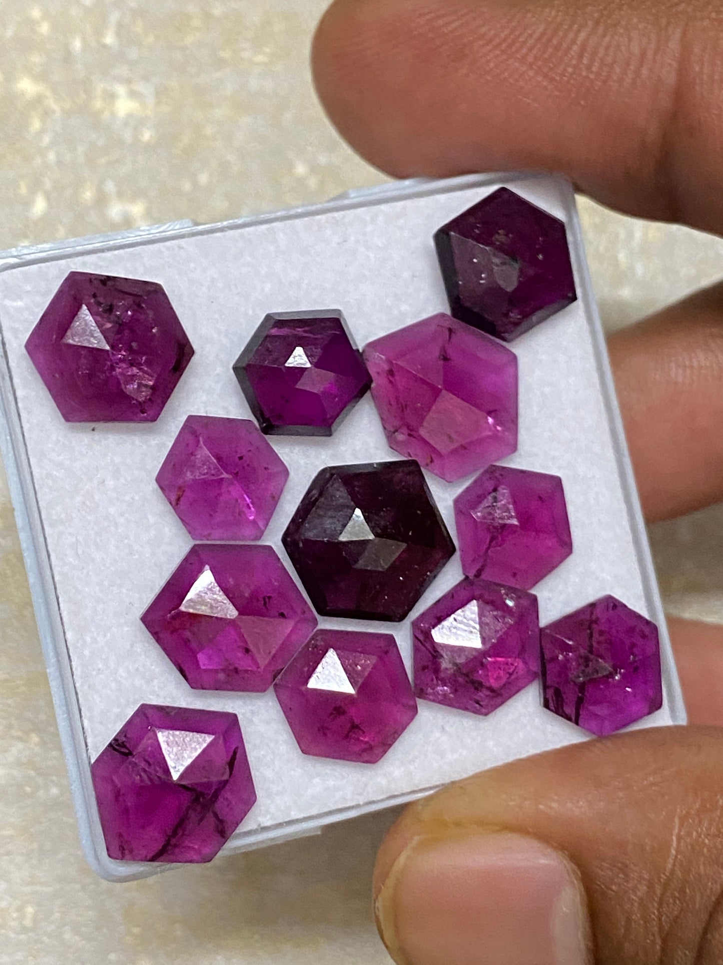 very rare Rhodolite pink garnet hexagon step cut aaa quality Kenya mines wt 37 cts pcs 12 garnet 9x7-11mm Rhodolite hexagons