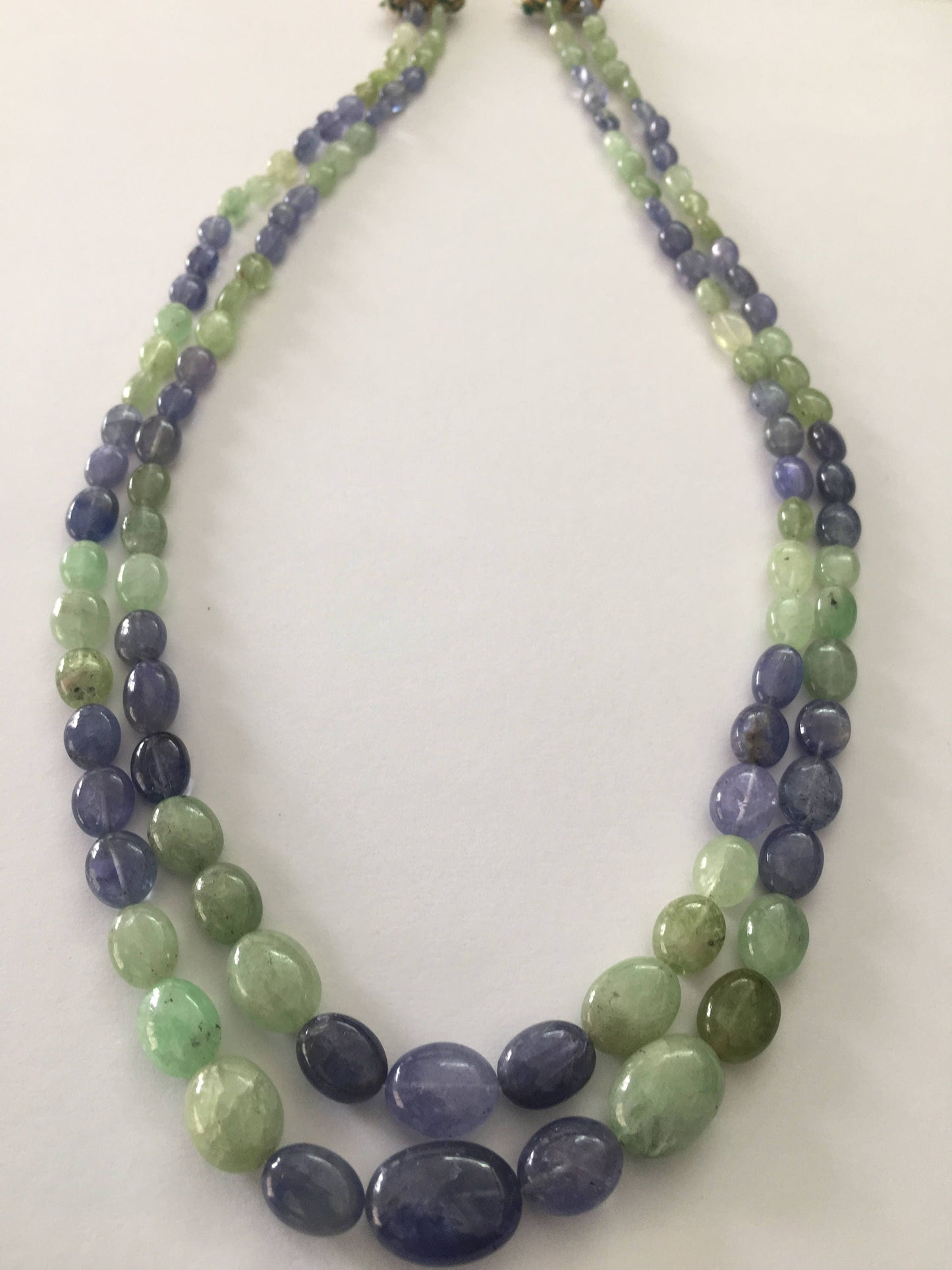 Zambian Emerald Tanzanite Necklace oval briolettes smooth polished oval shape necklace