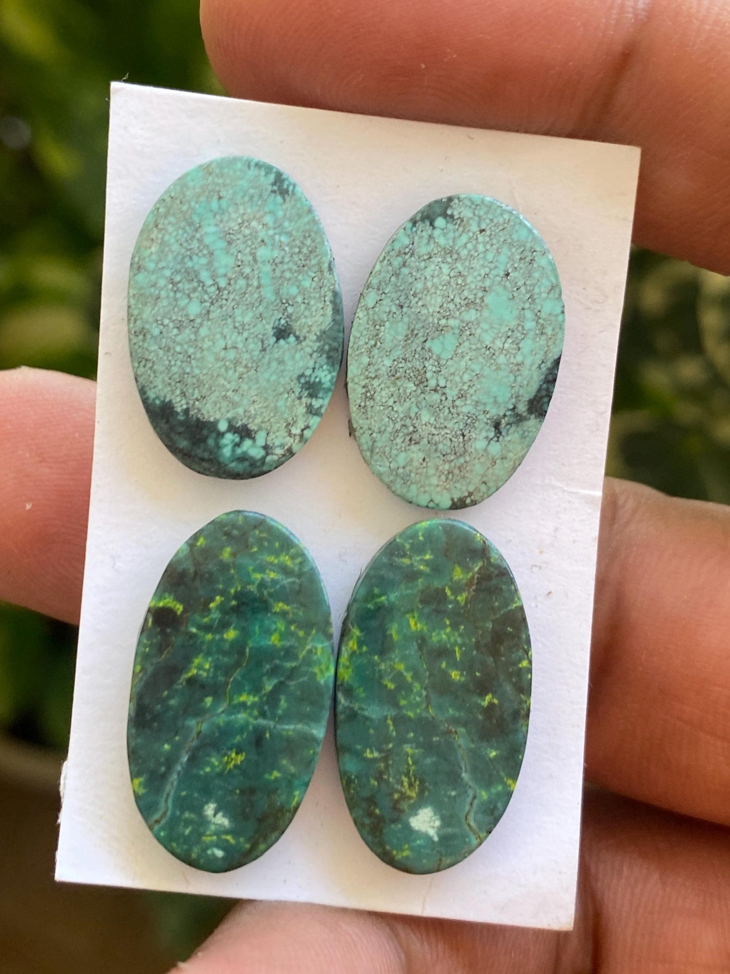 Mesmerising Turquoise cabochon pairs natural hubei mines smooth cloud mountain pcs 4 wt 38 cts big 20x14-23x13mm turquoise earrings supply