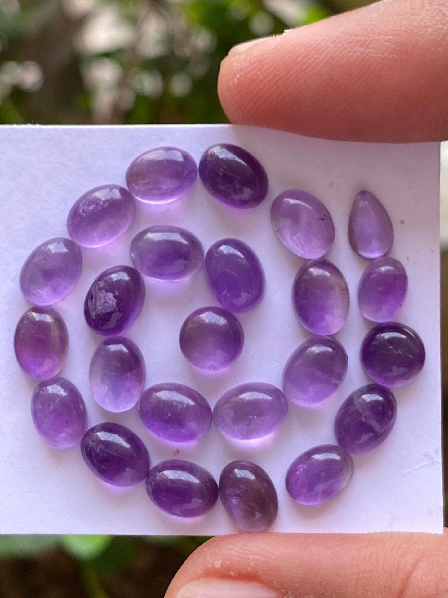 Gorgeous amethyst oval cabochon  pcs 24 wholesale lot weight 31.50 carats size  7x5mm-8x6mm amethyst cabochons