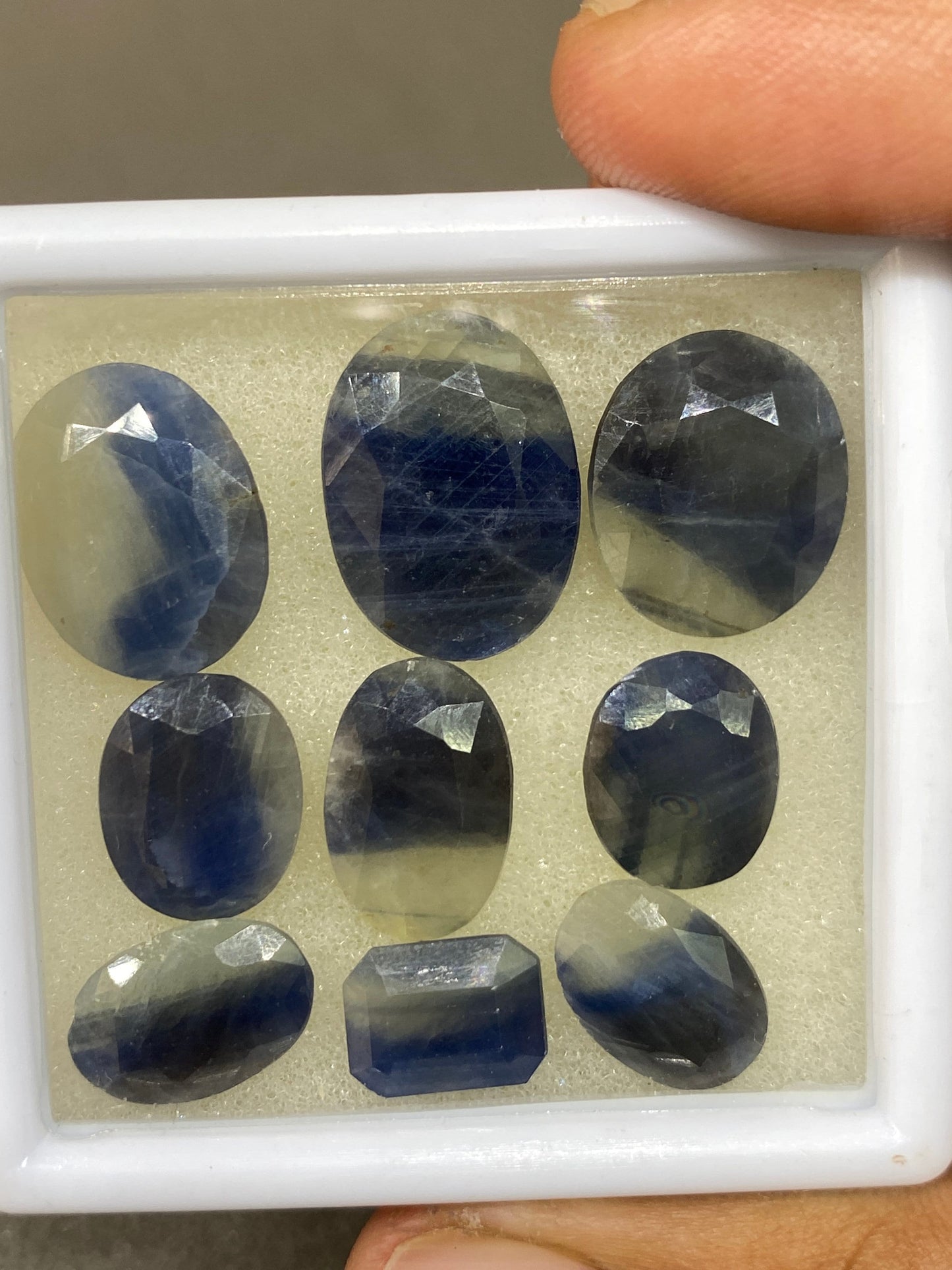 Extremely rare bi color sapphire cut stones pitambri yellow blue sapphire cut mix shapes ring size 10x8-17x13mm cut stones pcs 9 wt 80 cts