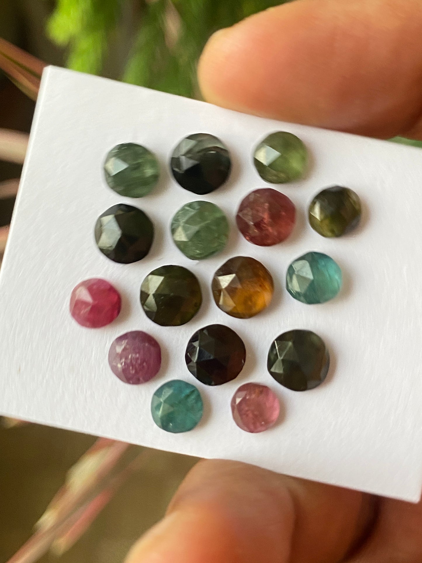 Fascinating multi tourmaline Rosecuts round wt 19 carats size 5.5mm-7mm Pcs 16 rosecut multi tourmaline lot