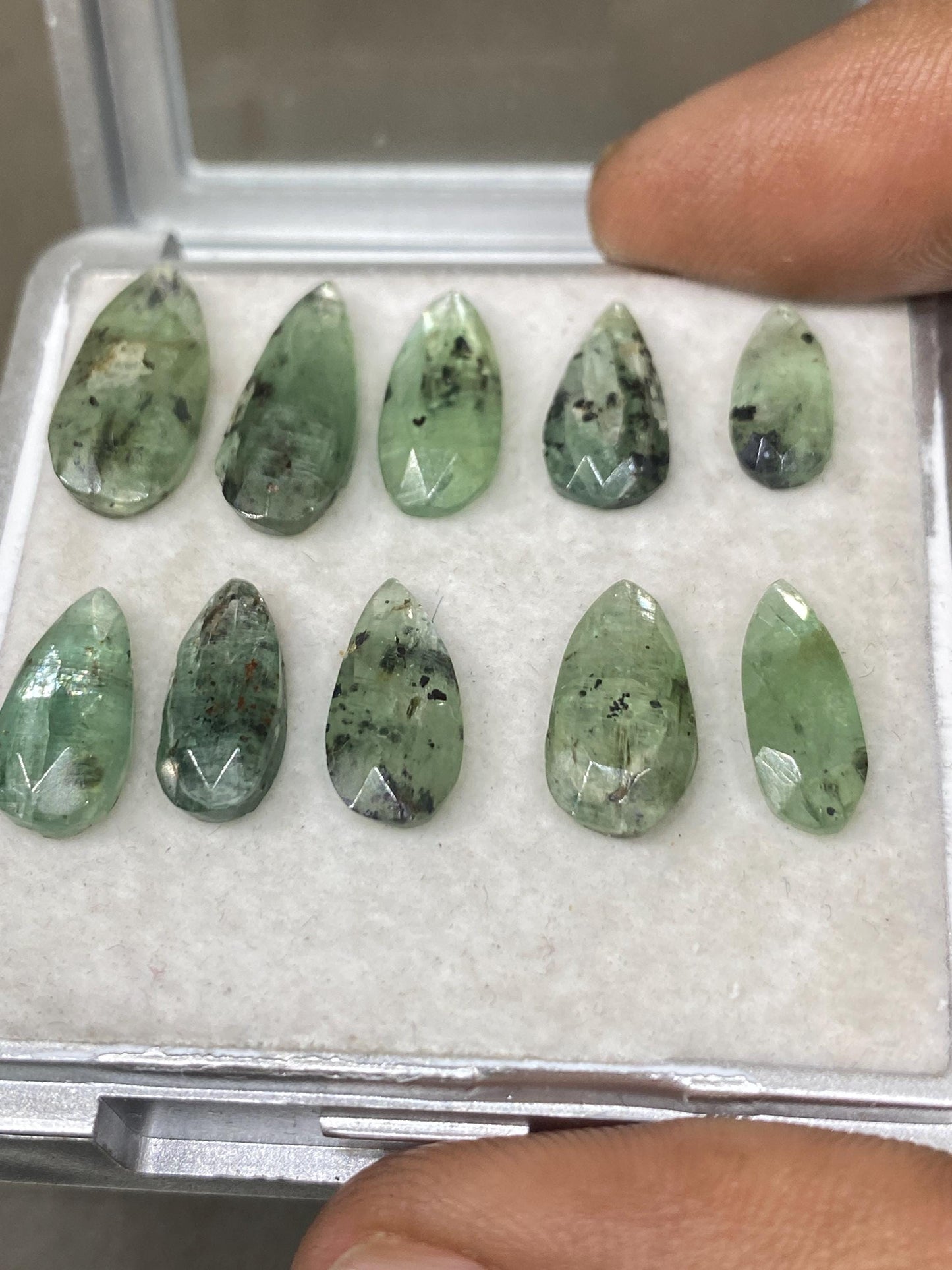 Wow rare moss green kyanite pear rosecut flats fine quality weight 18.45 carats size 10x5-12x8mm pcs 10 moss green kyanite rosecut