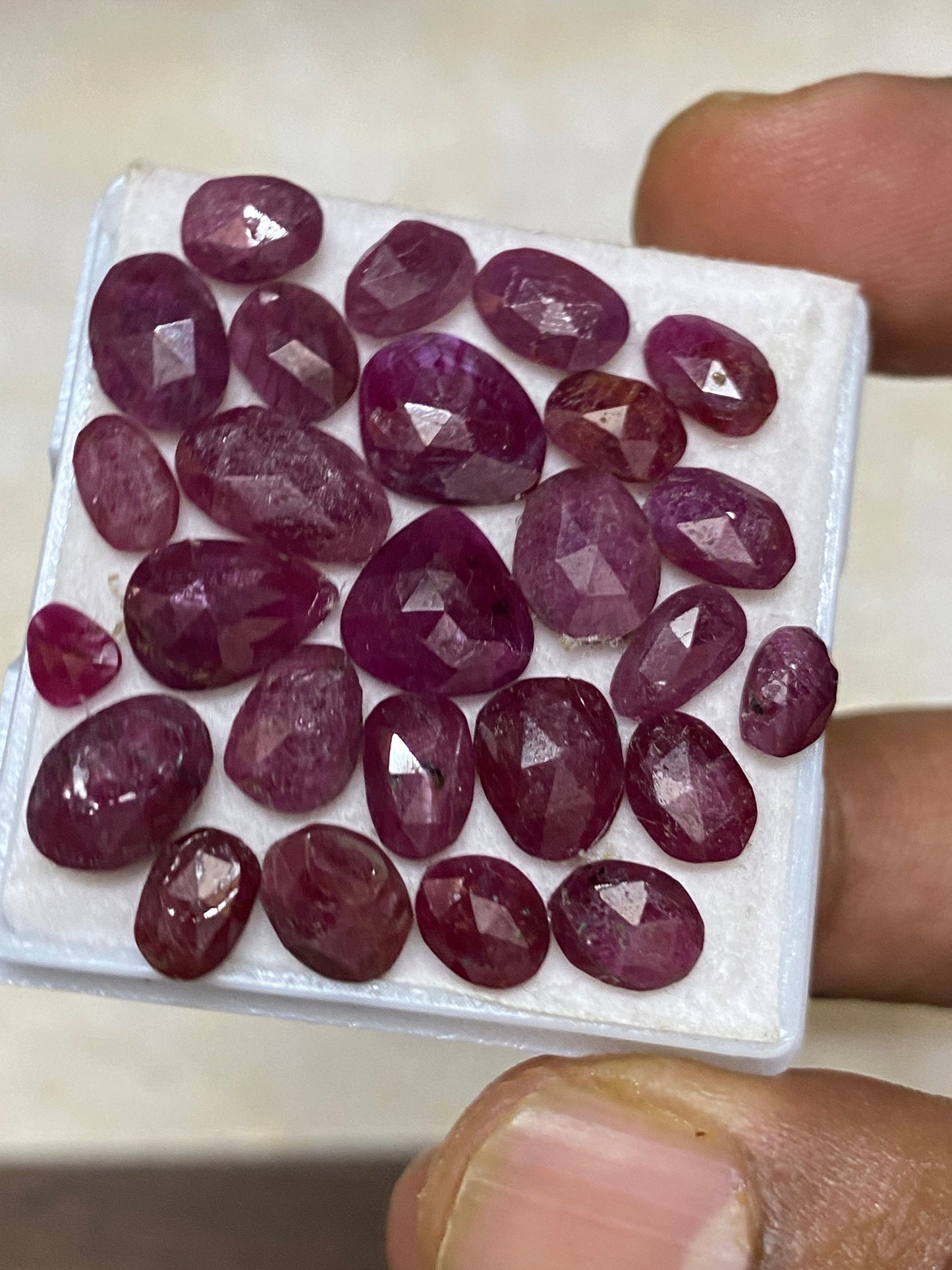 Amazing natural unheated untreated ruby rosecut flats amazing color mixed shapes wt  cts pcs 26 size 5.4x4.3mm-9.5mm ruby rosecut