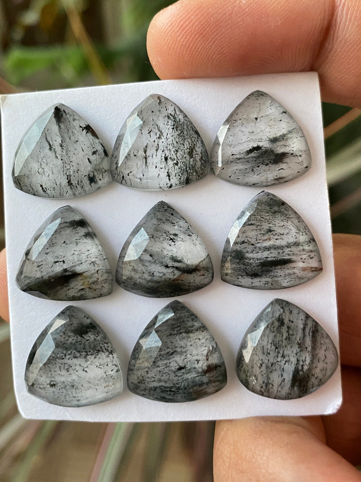 Fascinating Black spots quartz African mines rosecut trillion shape gems zebra quartz size 14mm-15mm Pcs 9 wt 65 cts quartz rosecut gems