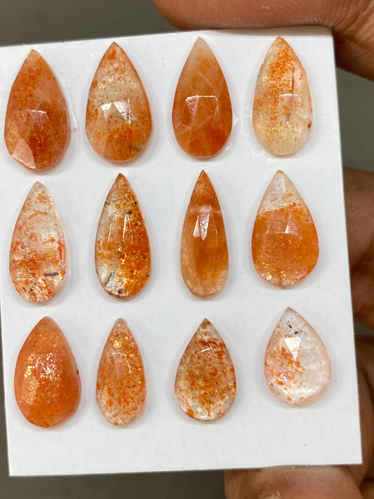 Attractive rare sunstone pear shape rosecut  wt 25 carats pcs 12 size 11x7mm-15x6mm pear sunstone rosecut flatback gems