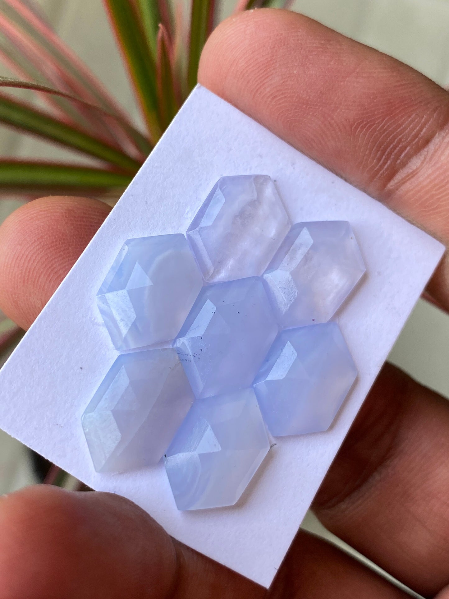 Stunning purple Lavender chalcedony hexagon stepcut pcs 7 wt 23 carats size 13x10-15x10mm chalcedony hexagon stepcut lot