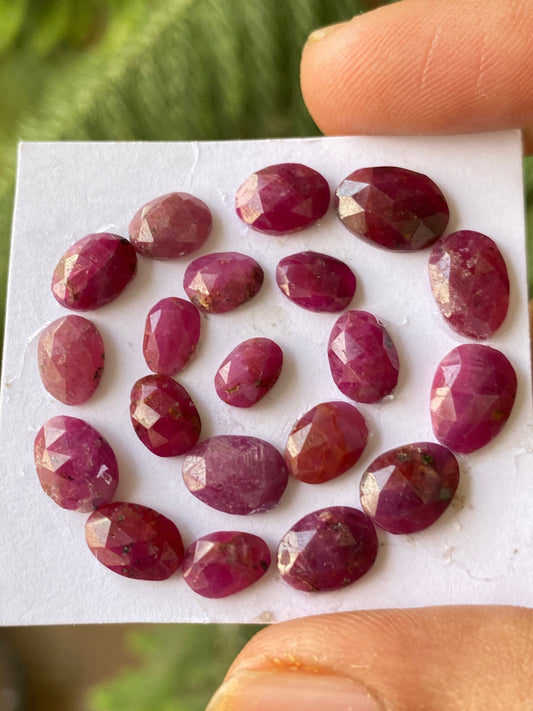 Mesmerising ruby Sapphire red sapphire Rosecut wt 32 carats pcs 20 size  7x5mm-10.7x8mm ruby rosecuts