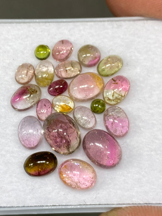 Extremely rare watermelon bi color tourmaline oval cabochons aaa quality size 3mm-9x7mm fine quality pcs 20 wt 17 cts tourmaline cabochons