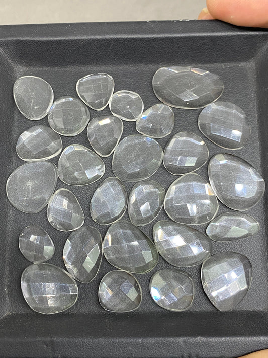 Wow awesome size super fine quality crystal rosecuts weight 128 carats pcs 27 size 15x10mm-24x14mm crystal rosecut wholesale lot