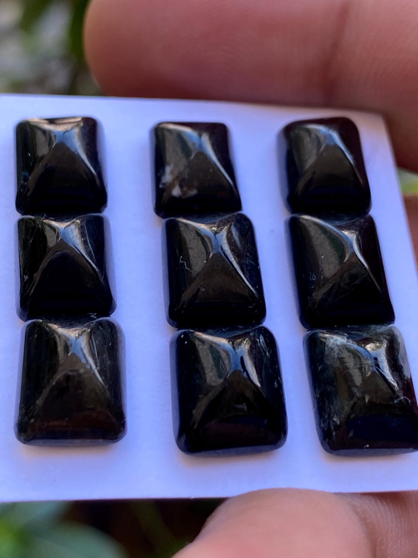 Gorgeous rare Black tourmaline sugar loaf cabochons  wholesale lot wt 45.95 cts pcs 9 size 10.5x8.5mm-11.6x9mm black tourmaline cabochons