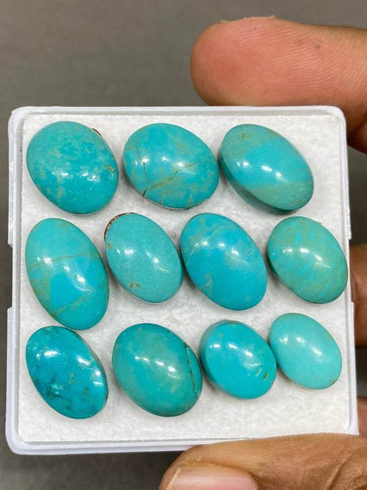 Gorgeous rare Turquoise cabochons  natural Arizona  mines smooth polished ovals pcs 11 wt 69 carats 12x9-16x10mm turquoise cabochons