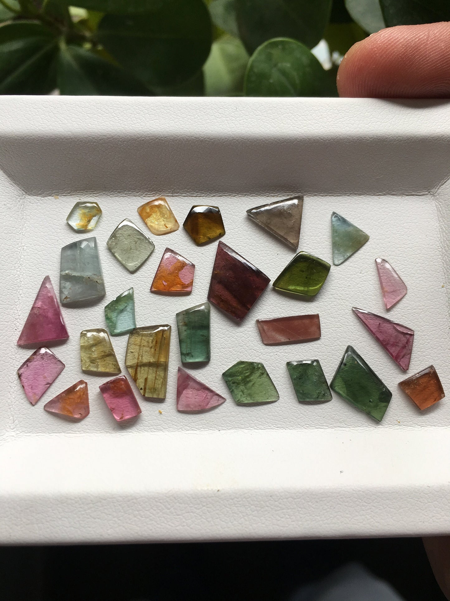 Amazing geometric shape smooth polished watermelon tourmaline flatbacks 6.4x5.3mm to 11.4x9.3mm 21 carats 26 Pcs