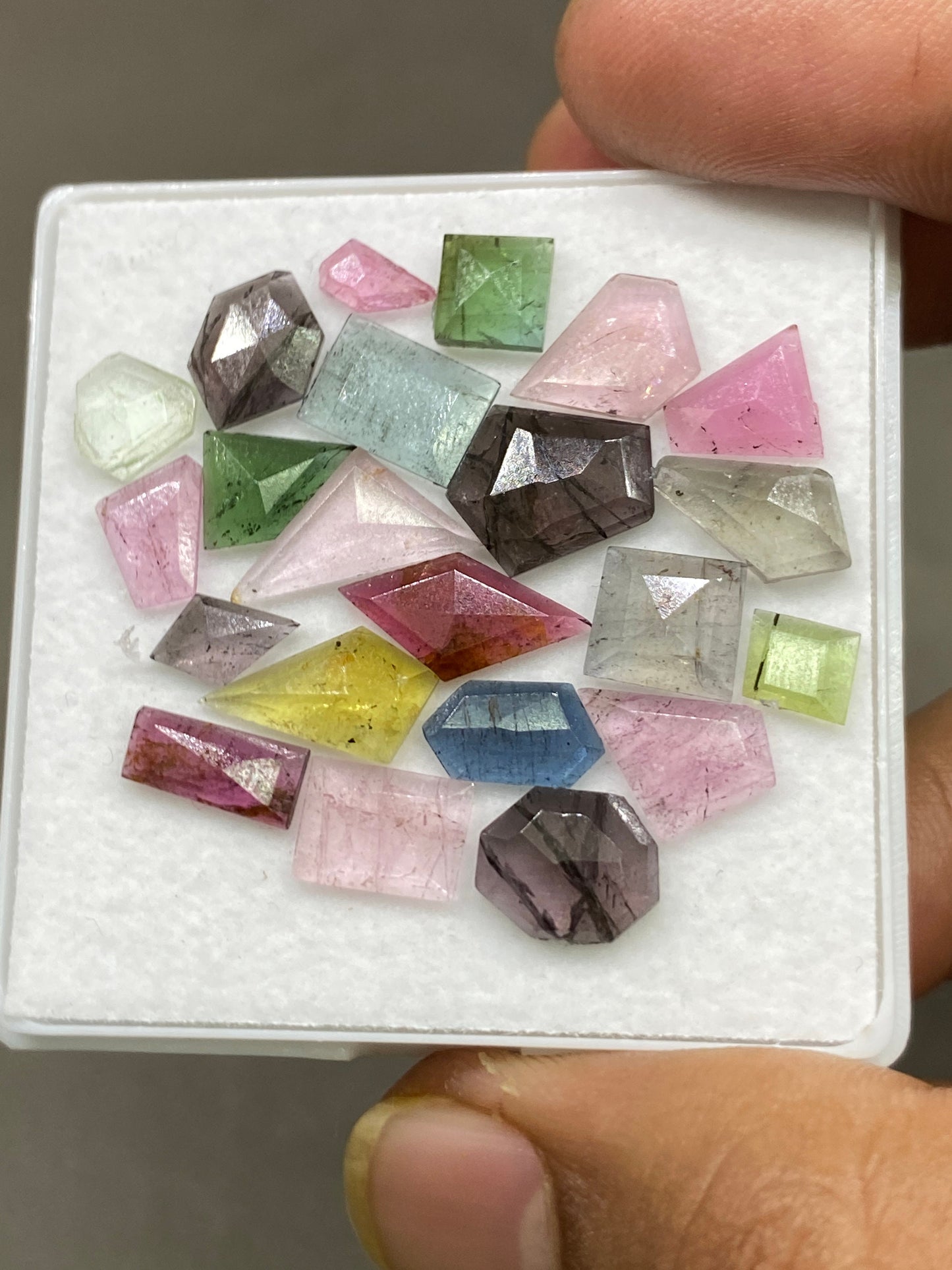 Tourmaline flat Geometric design unique pointed cutstones pcs 22 weight 23 carats size 5x4mm-14x7mm tourmaline geometric stepcut gems