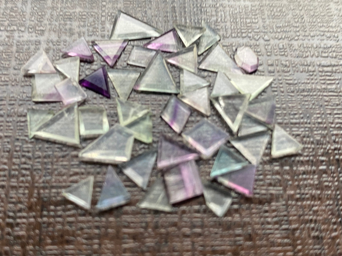 Gorgeous multi fluorite geometric fine quality wt 10.45 carats size 3.8x4mm-7.8x7mm pcs 44 fluorite geometric thin slices side faceted