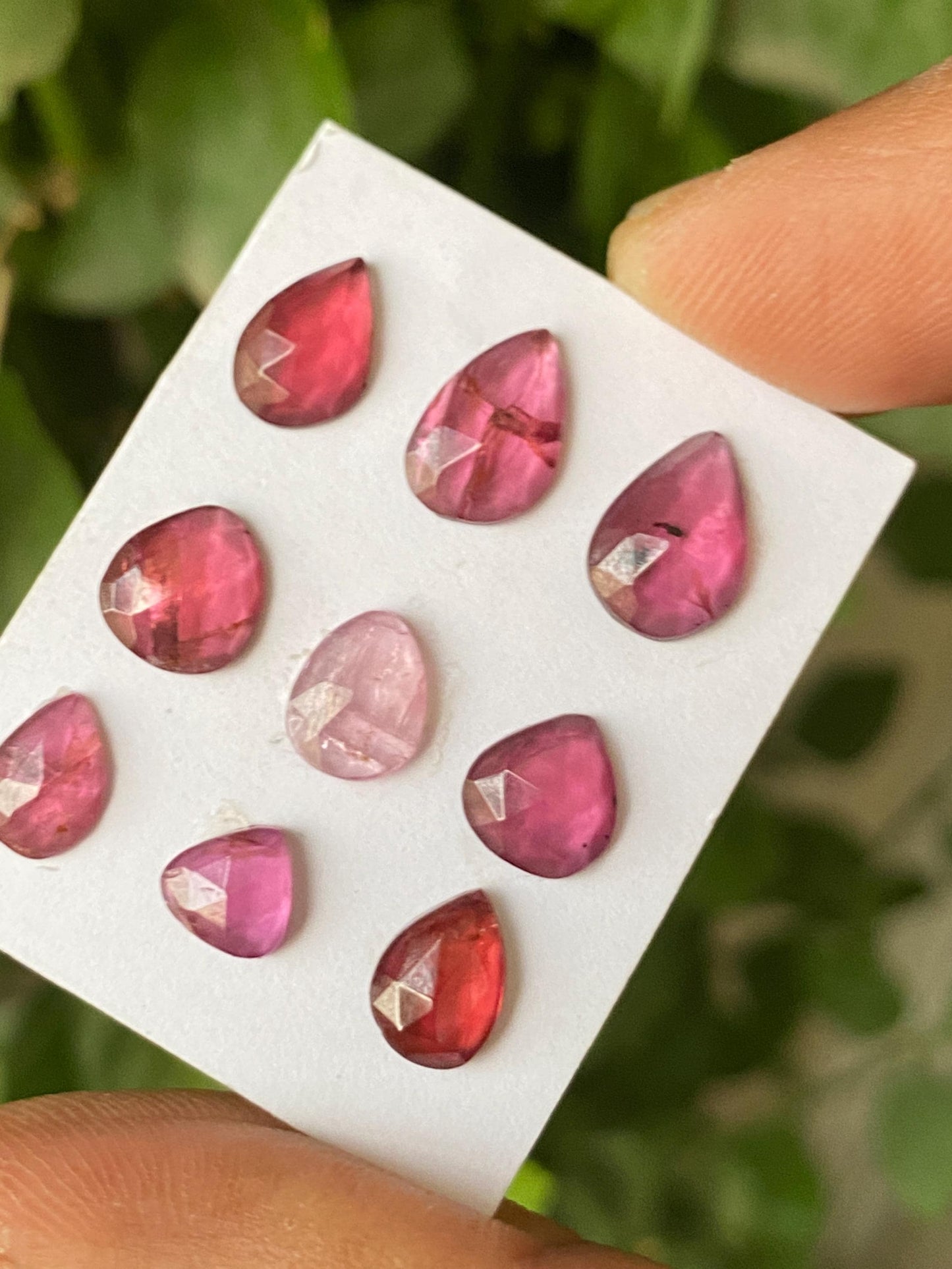 Rhodolite pink garnet Rosecut size 6.5mm-10.6x7.2mm wt 14 cts pcs 9 lovely pink garnet Rosecut rhodolite garnet slices