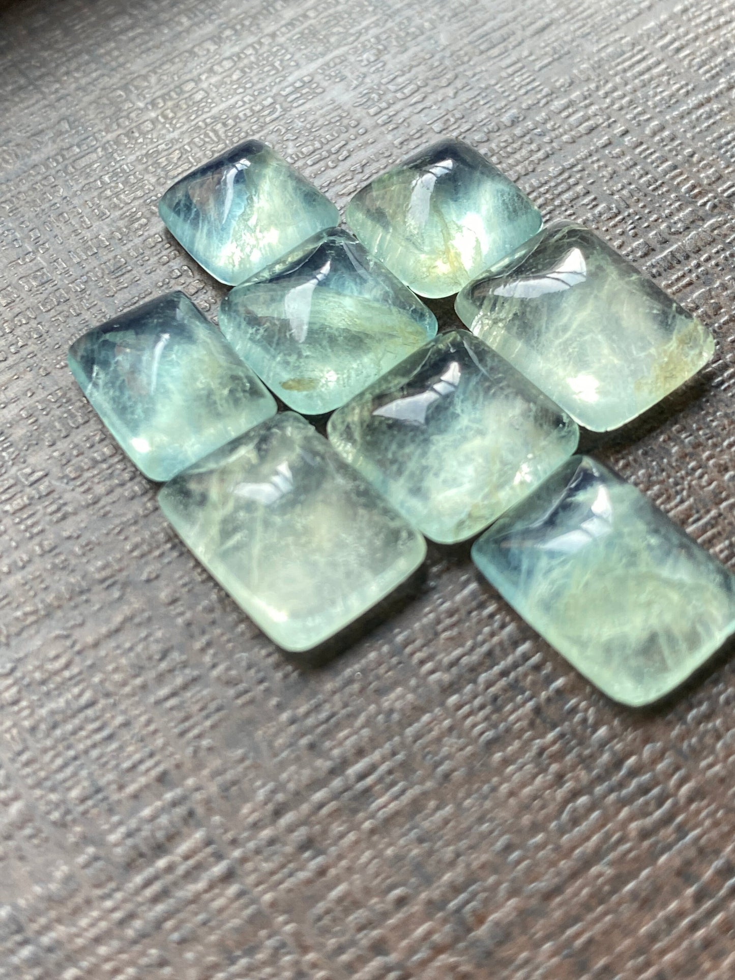 Rare sea green fluorite sugar loaf cabochons wholesale lot wt  cts pcs 8 size  green fluorite  sugarloaf cabochons