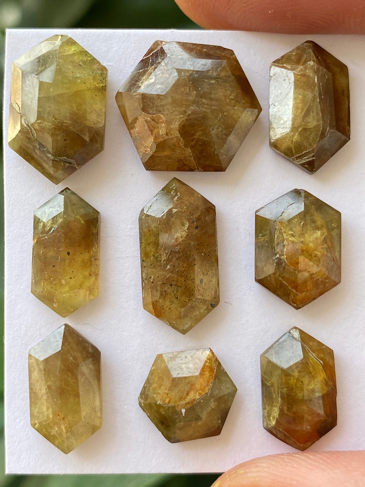 Stunning very rare big yellow golden sapphire hexagon sheen sapphire wt 43.50 carats pcs 9 size 9mm-13.5x13mm  rare sapphire hexagon stepcut