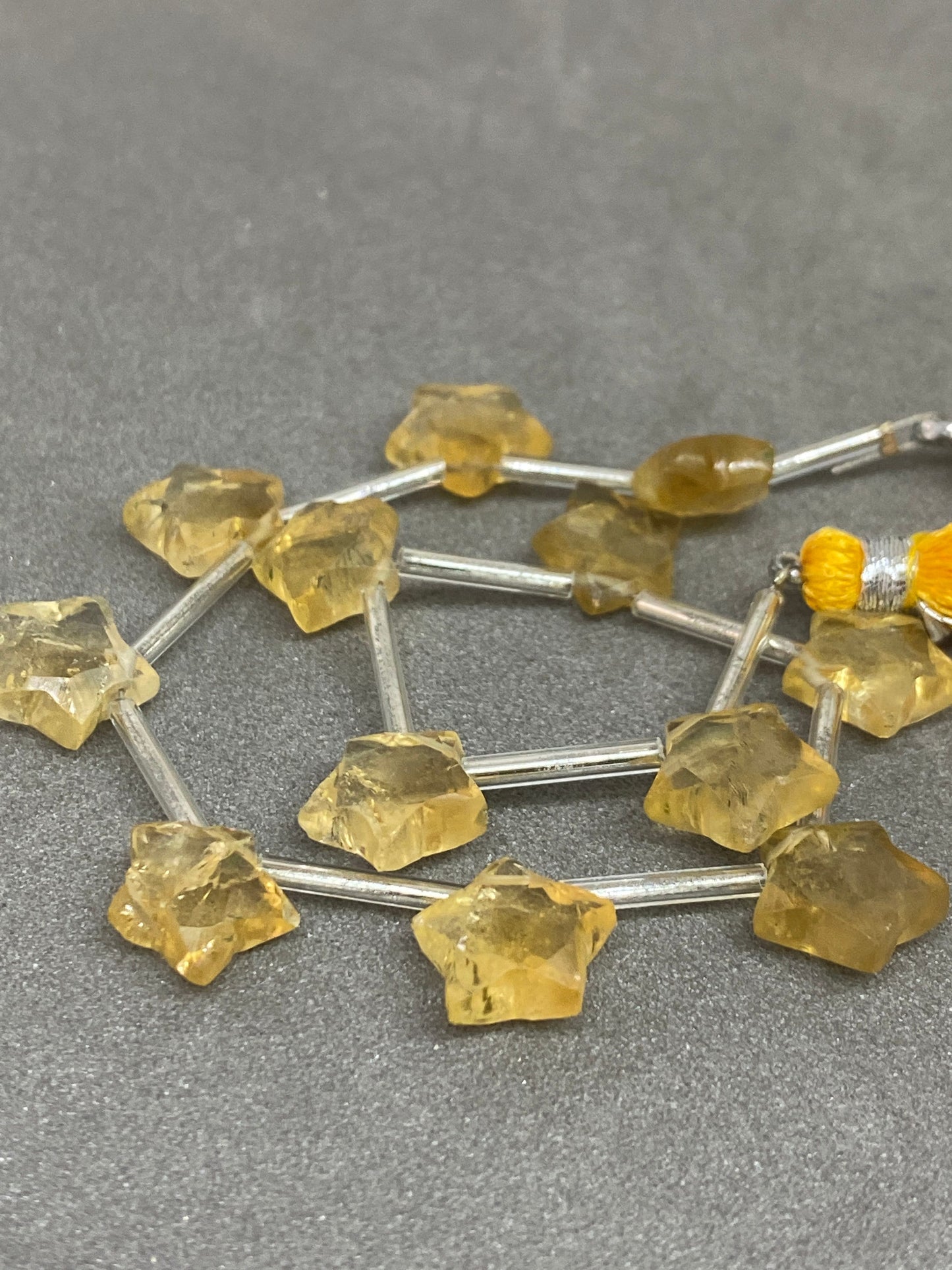 Lovely  rare citrine faceted star shape briolette strand length 8.5 inches wt 42 cts approx size 11x10mm-10x9mm Citrine star briolette