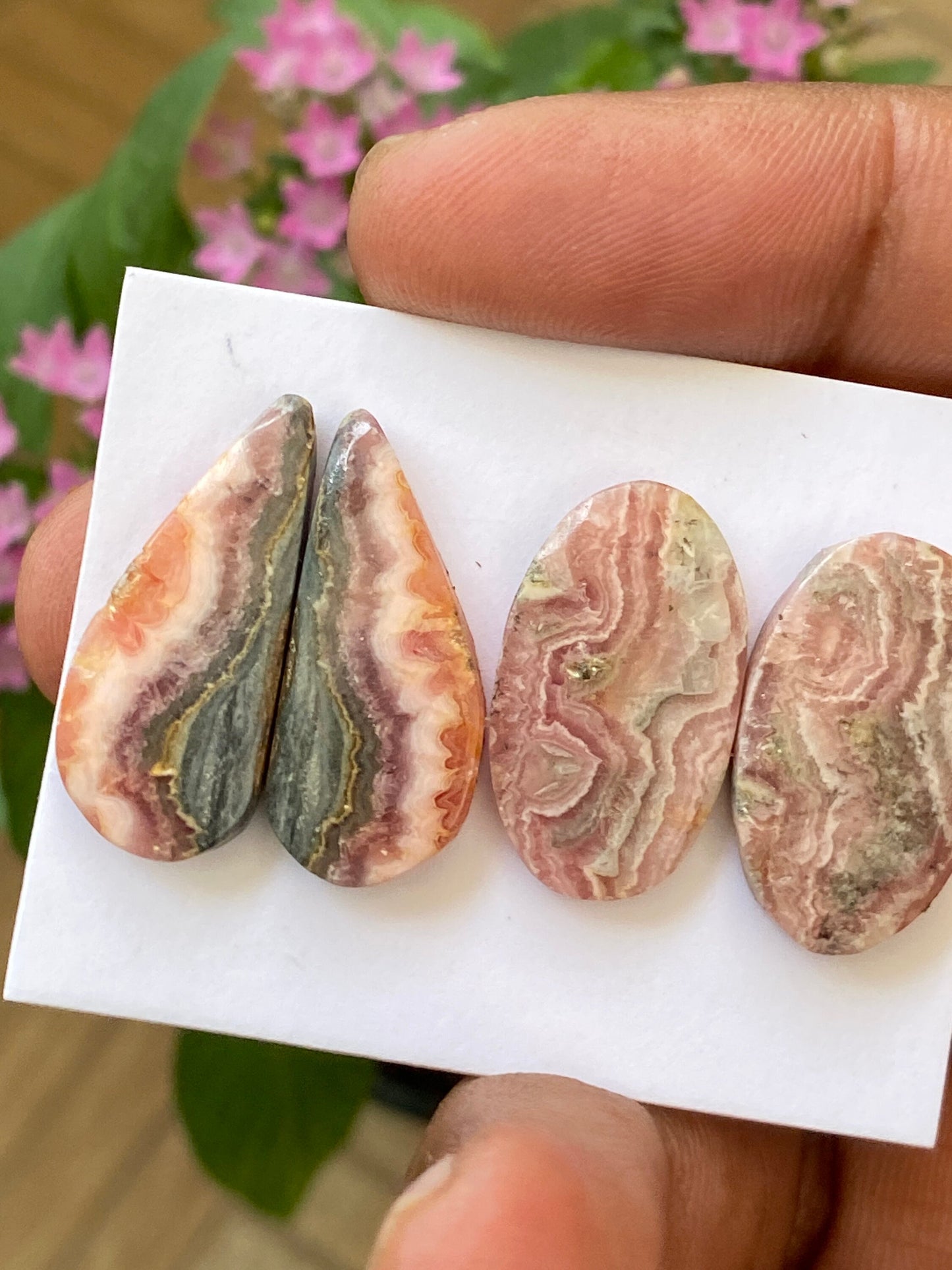 Fabulous  Rhodochrosite cabochons lot beautiful designer fine quality weight 59 carats pcs 4 size 22.5x13mm-26x11mm rhodochrosite cabochons