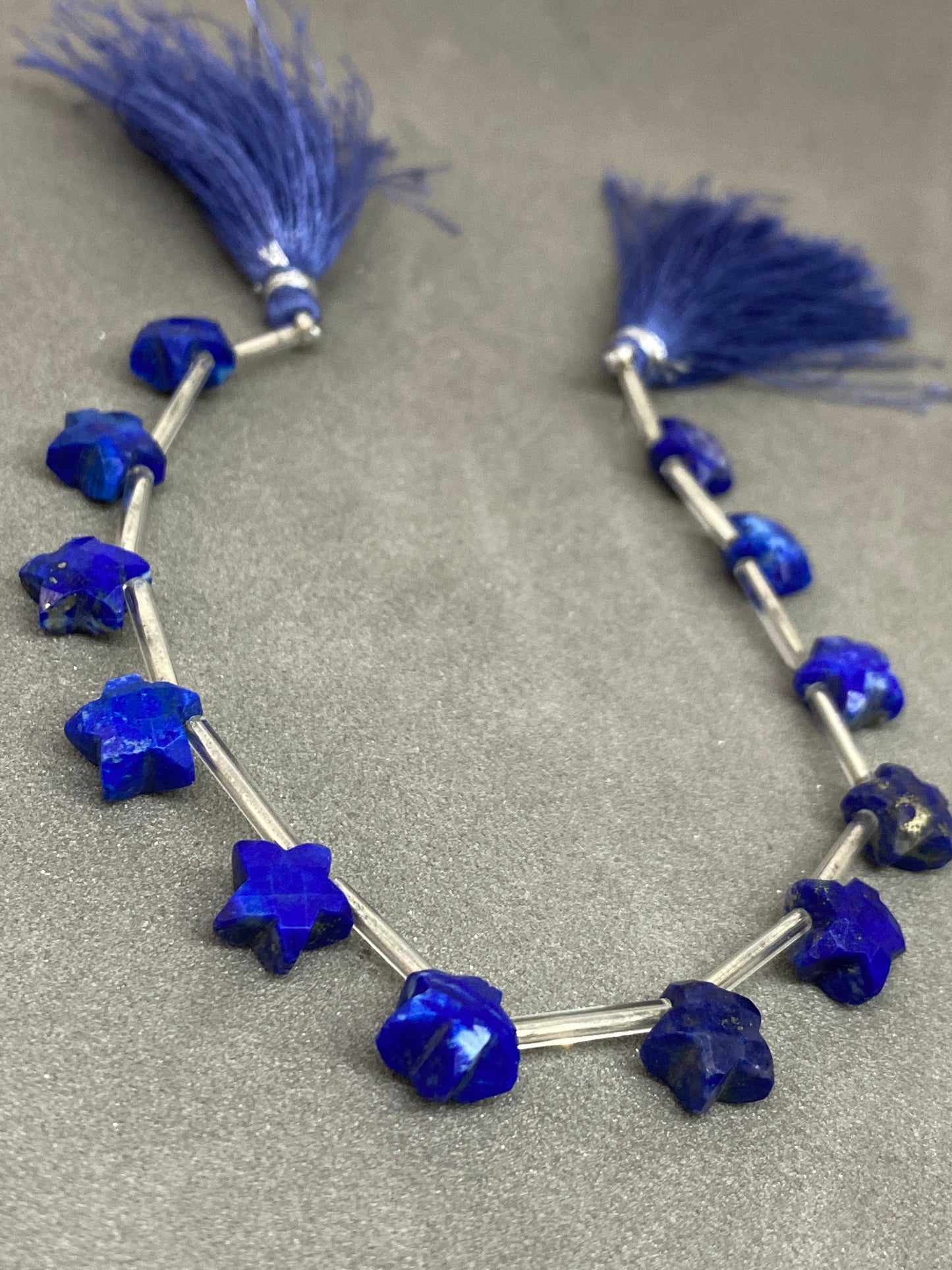 Stunning rare lapis lazuli faceted star shape briolette strand length 8 inches wt 39 cts approx size 10mm approx lapis lazuli star briolette