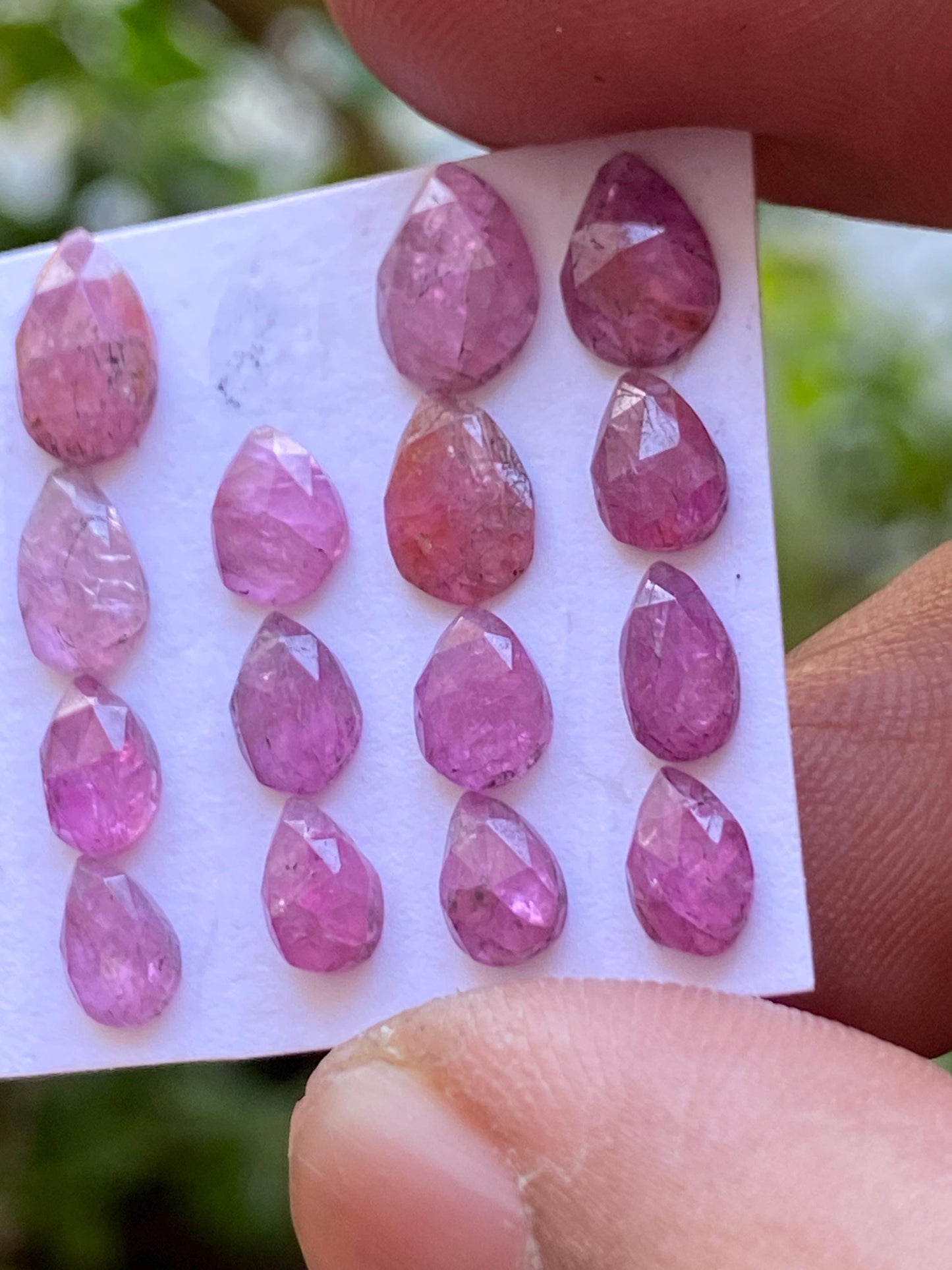 very rare natural ruby pink sapphire rosecut pears pcs 15 wt 10.50 cts size 6.3x4-7.8x5mm unheated untreated mozambique ruby rosecut