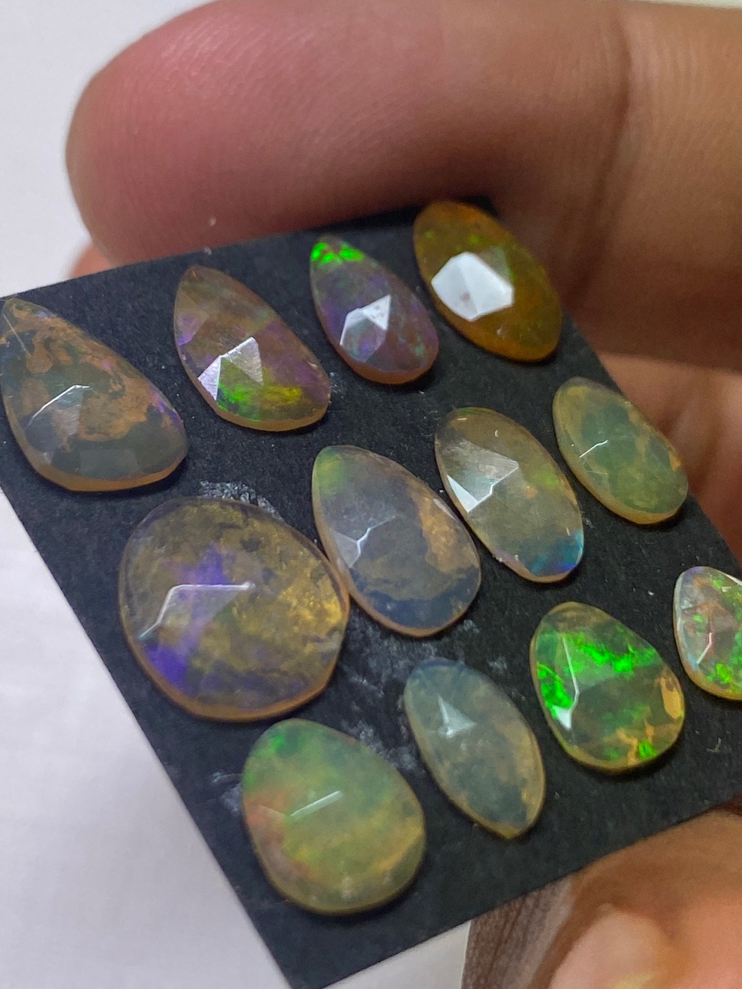 Enchanting yellow green Ethiopian opal rosecut Welo opal rosecut aaa quality wt 6.5 cts pcs 12 size  6.2x6-10x9mm rosecut fire opal rosecut