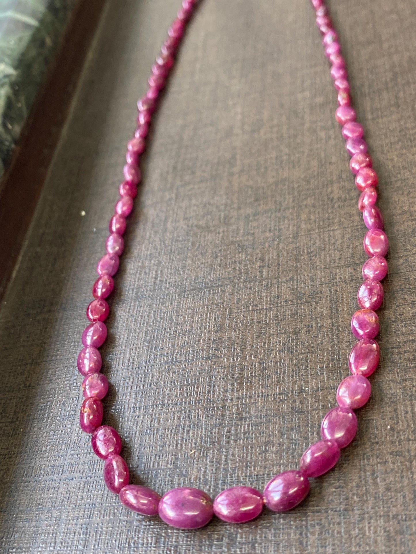 Rare Natural Ruby necklace smooth polished ruby oval nuggets weight 72.85 carats size 4.9x3.9mm-9.3x6.8mm Lth 17 Inches ruby