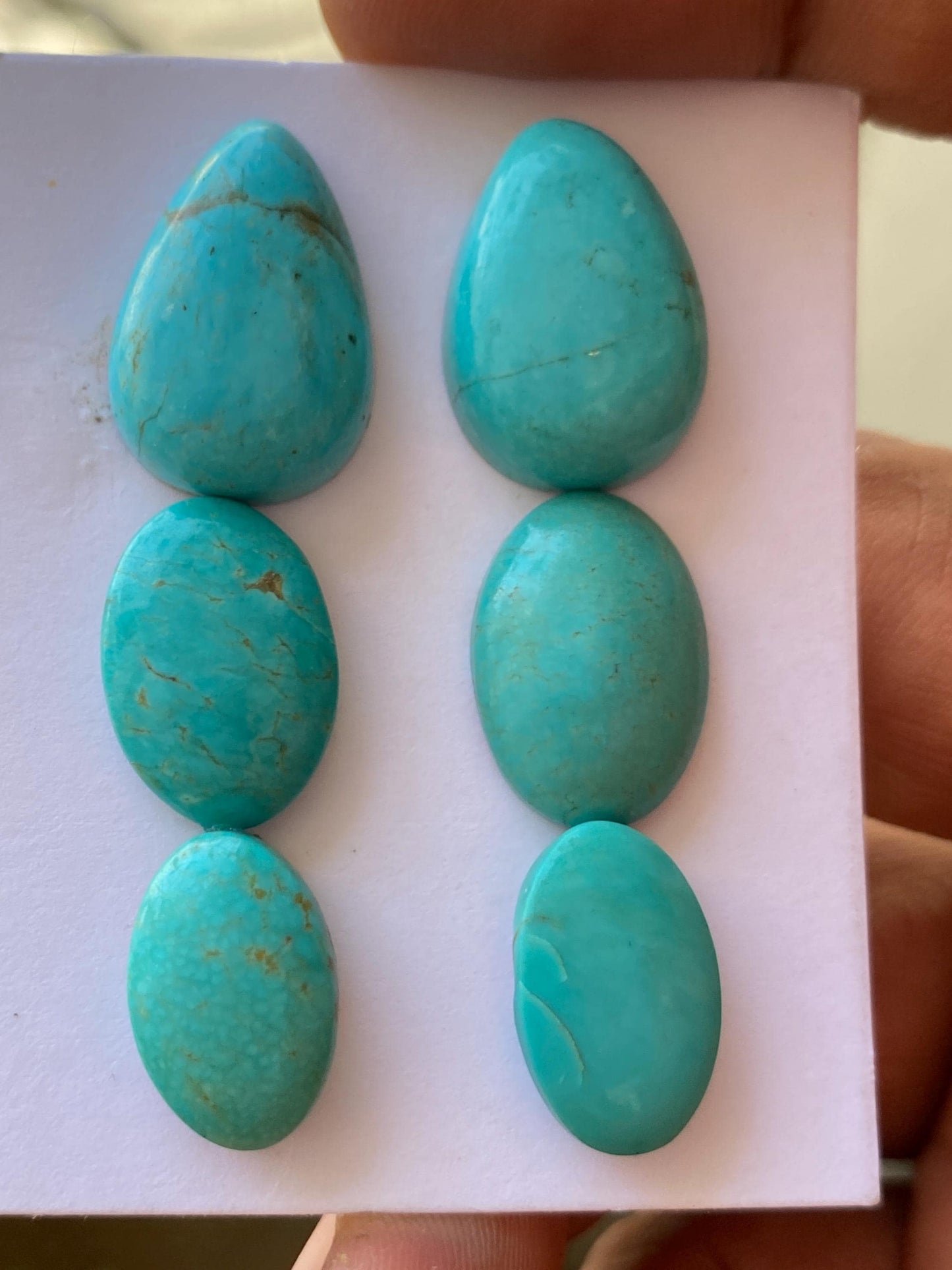 Lovely rare Arizona  mines Turquoise cabochons  natural smooth polished ovals pcs 6 wt 59.20 carats 15x10-28x17mm turquoise cabochons