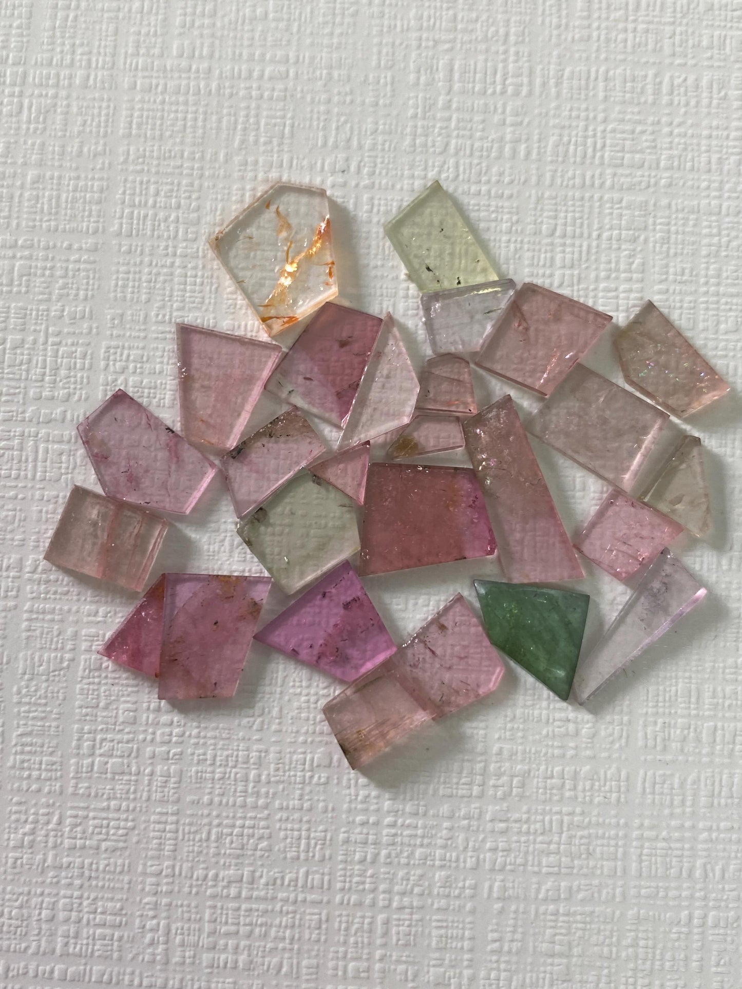 Cute pink tourmaline geometric smooth flats lot fine quality wt 19.60 carats size 4.6x4mm-15x5.8mm pcs 27 natural tourmaline