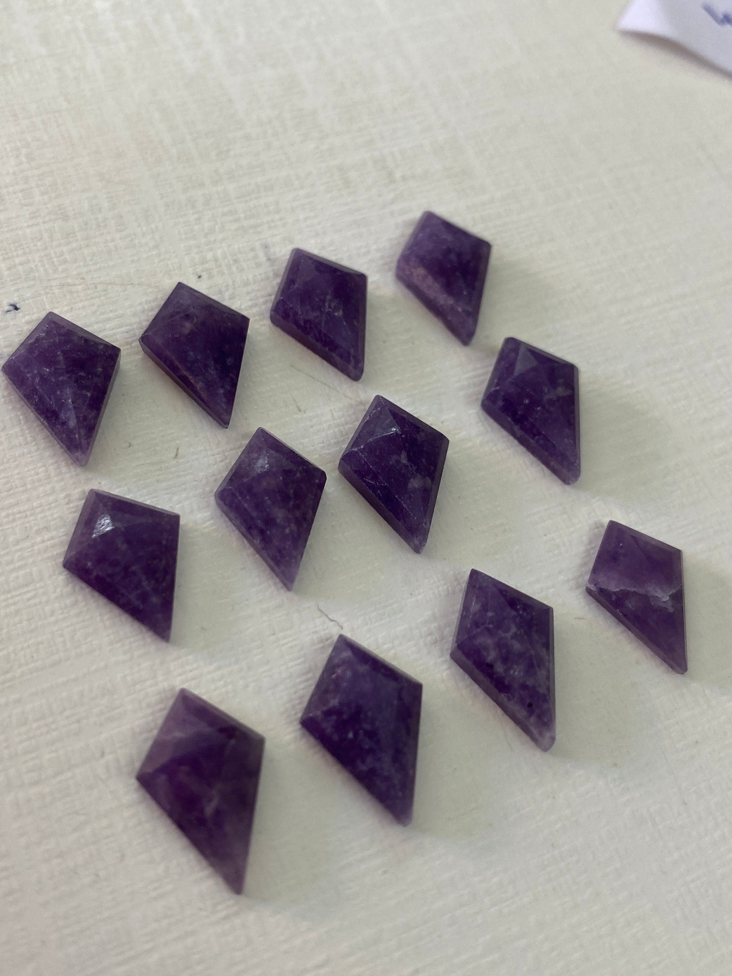 Rare purple lepidolite kite step cut gems stepcut pcs 12 Wt 32 cts size  kite lepidolite rosecut