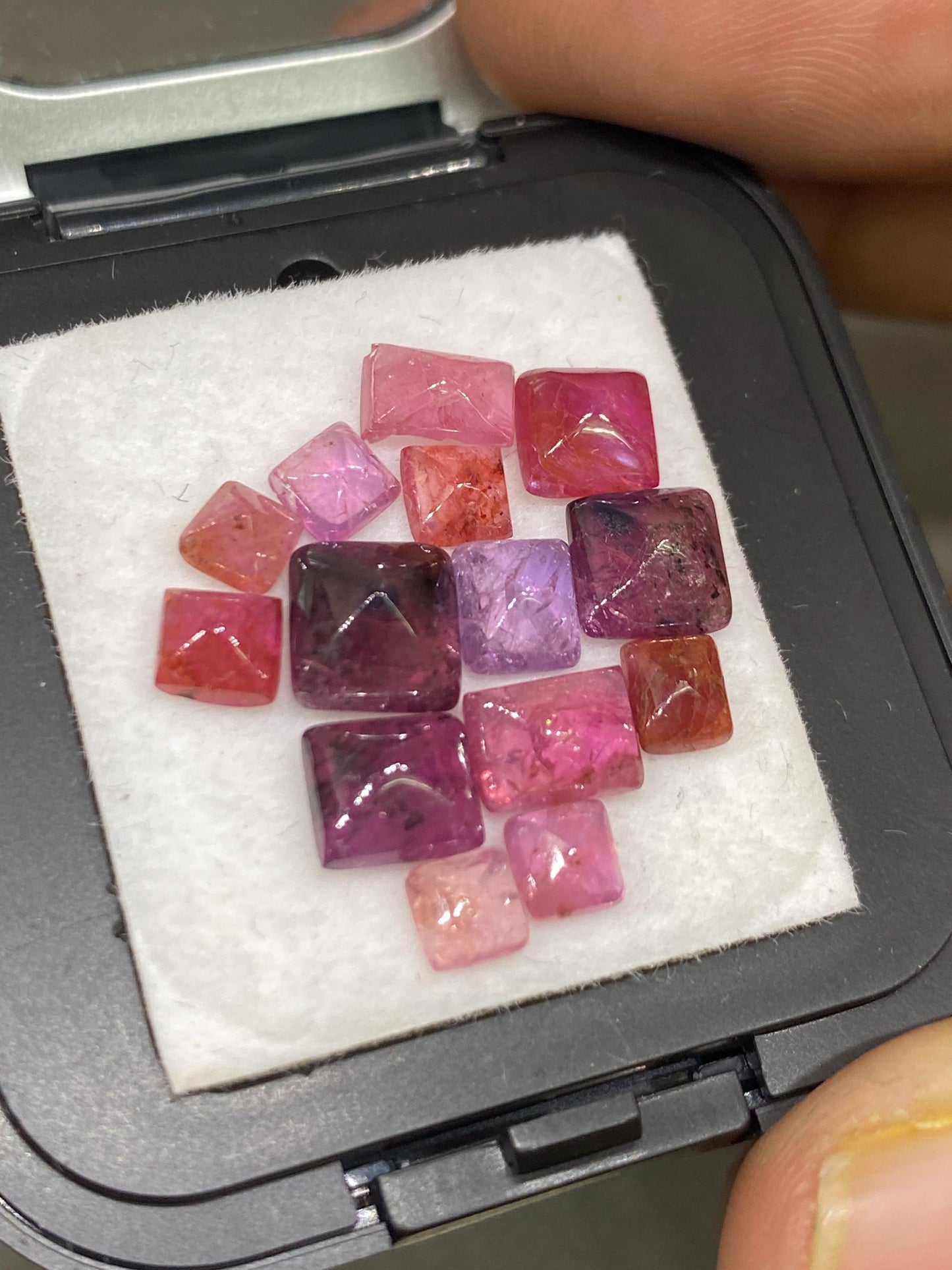 Stunning rare pink sapphire sugar loaf cabochons  weight 13.80 cts pcs 13 size 4mm-7x6mm pink sapphire  sugar loaf cabcohon