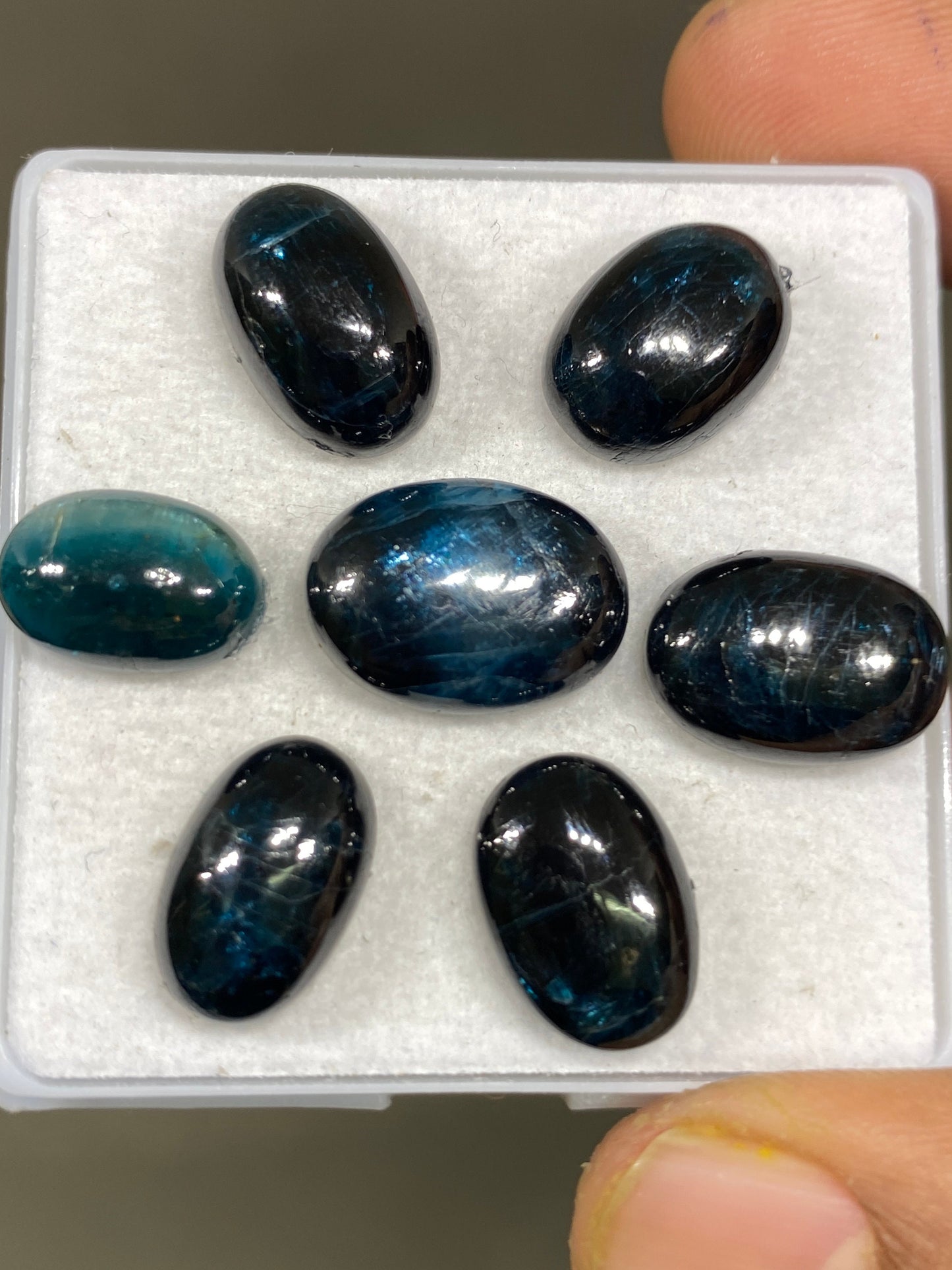 Rare teal kyanite oval cabochons fine quality wt 60 cts size 13x9mm-18.8x12.3mm pcs 7 ink blue kyanite oval smooth cabs