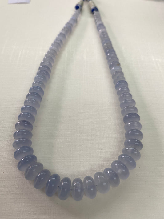 Delightful Lavender chalcedony beads necklace aaaaa fine quality wt 300 cts length 14.5 inches size 7mm-11.7mm chalcedony necklace