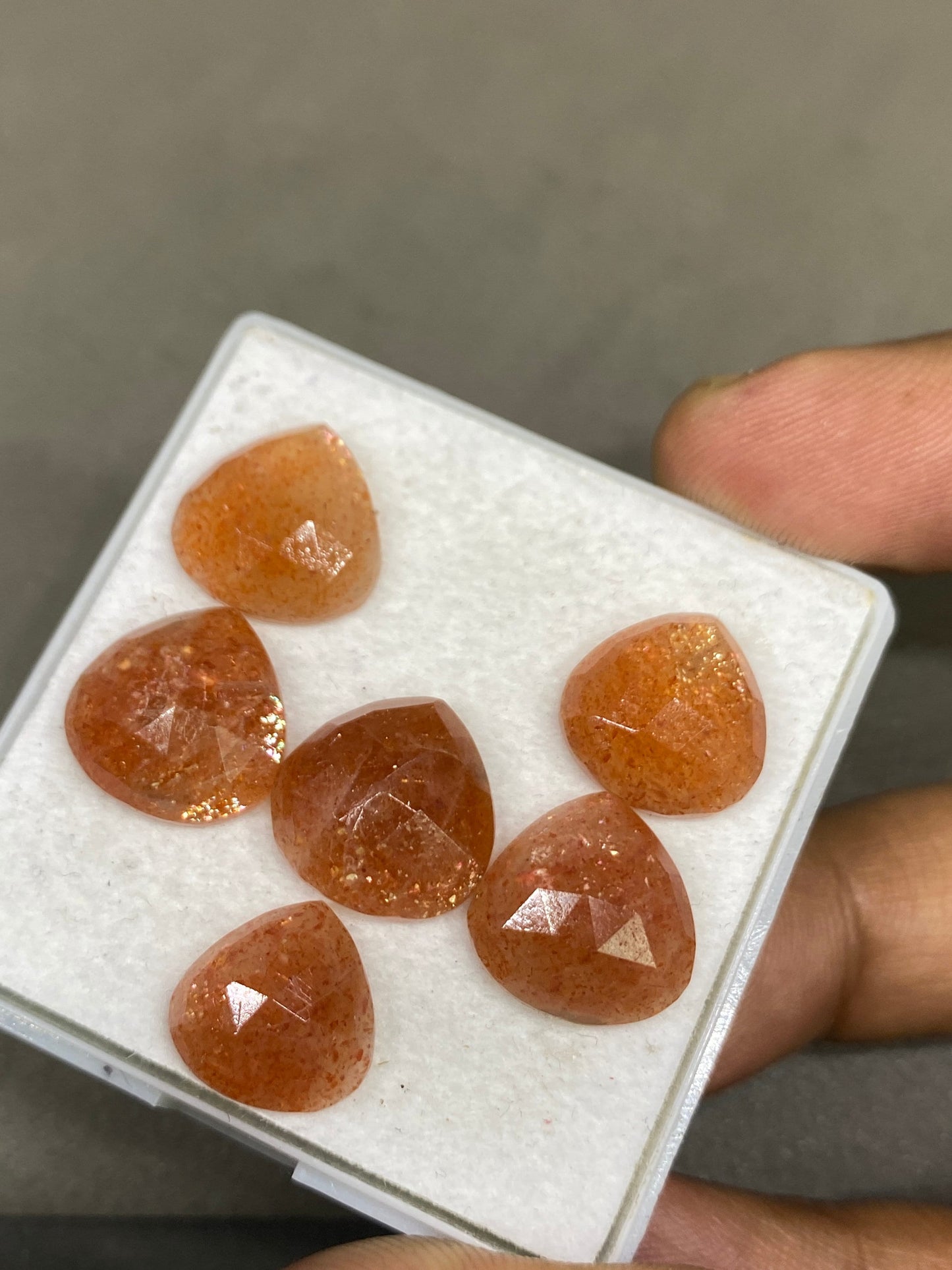 Fabulous rare sunstone heart shape rosecut  wt 40 carats pcs 6 big size 12mm-14mm  heart sunstone rosecut flatback gems