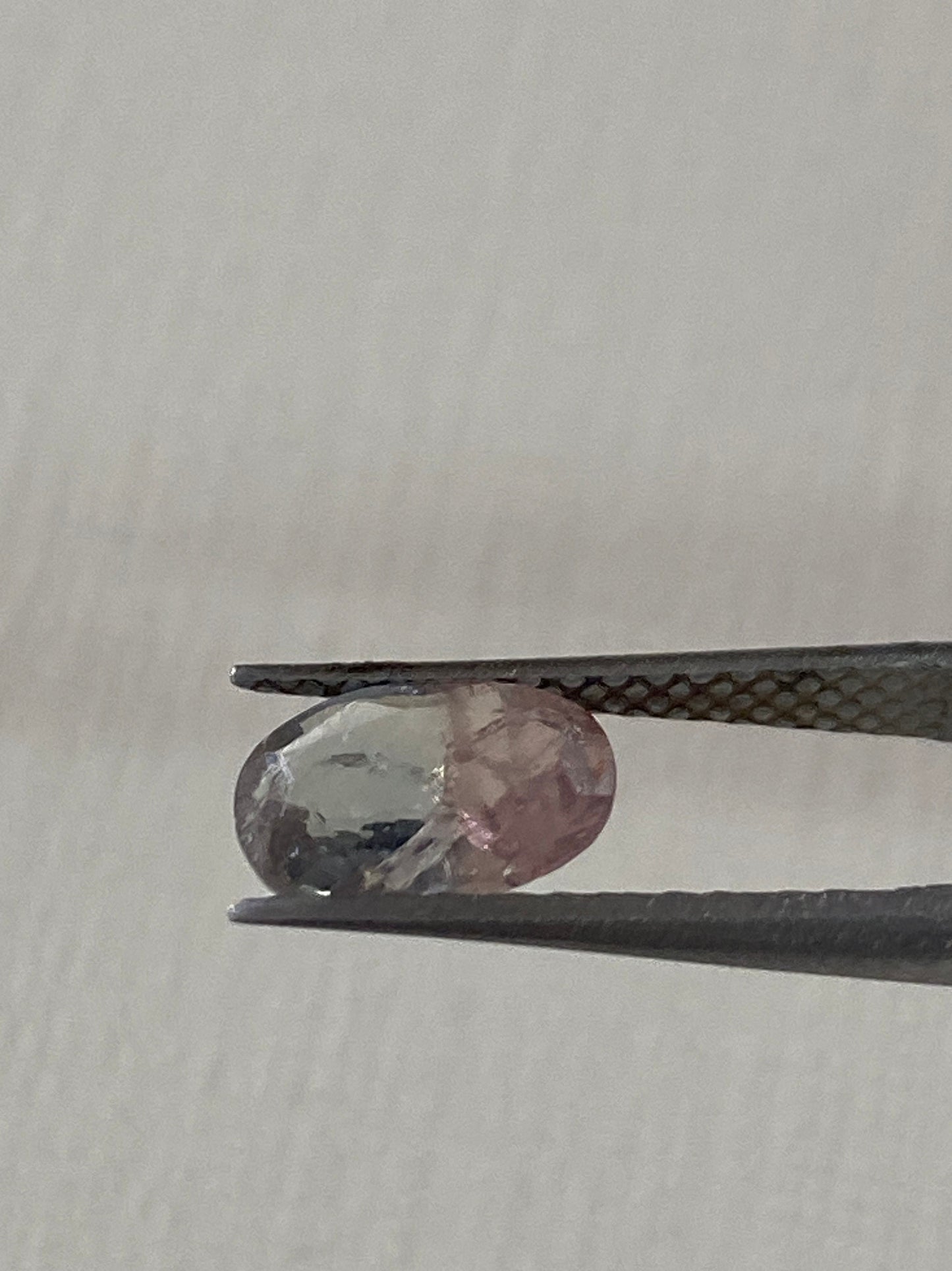 Extremely rare bi color sapphire grey meets pink bi color sapphire natural unheated untreated weight 1.5 carats size 8.8x6.2mm natural